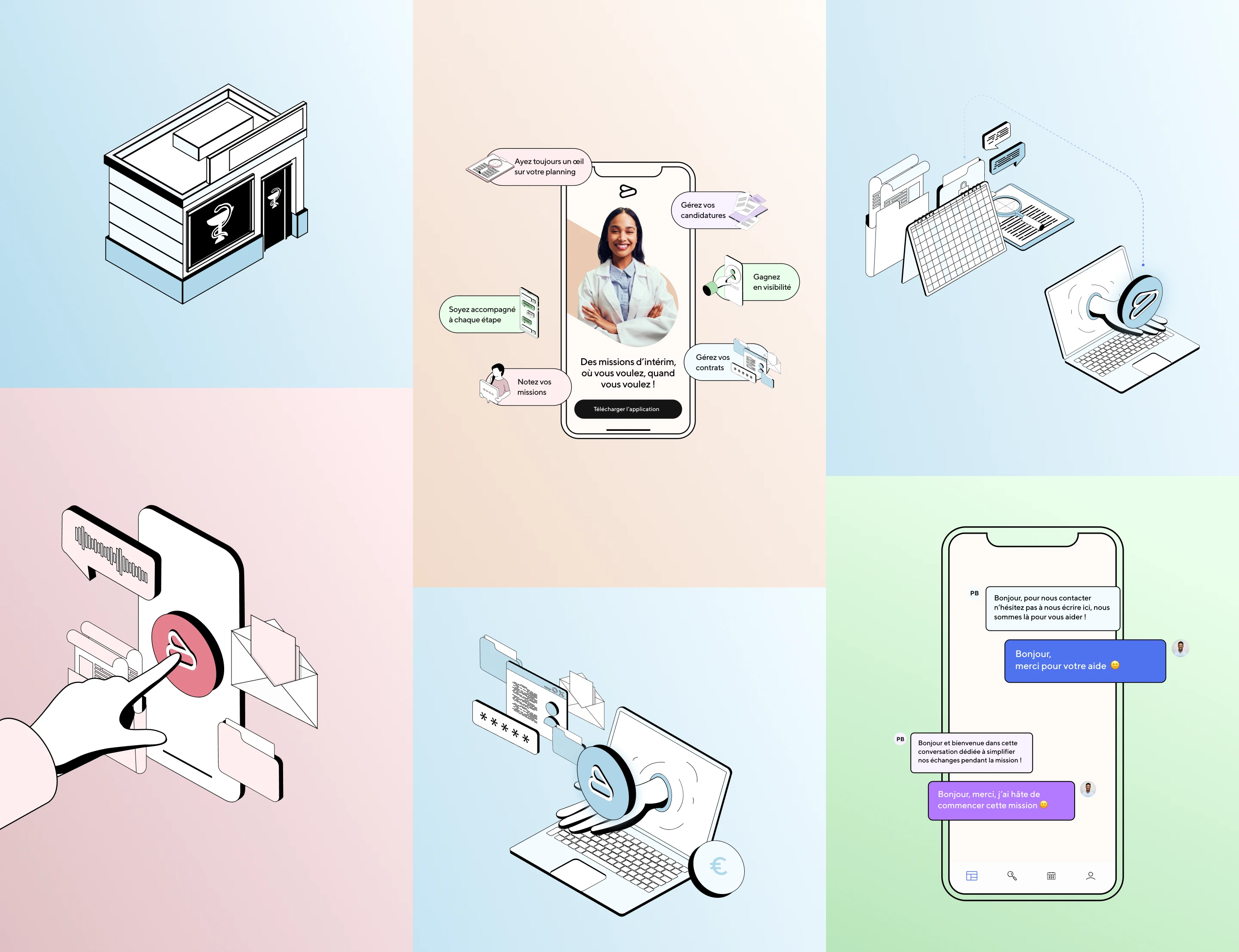 Work of isometric illustrations