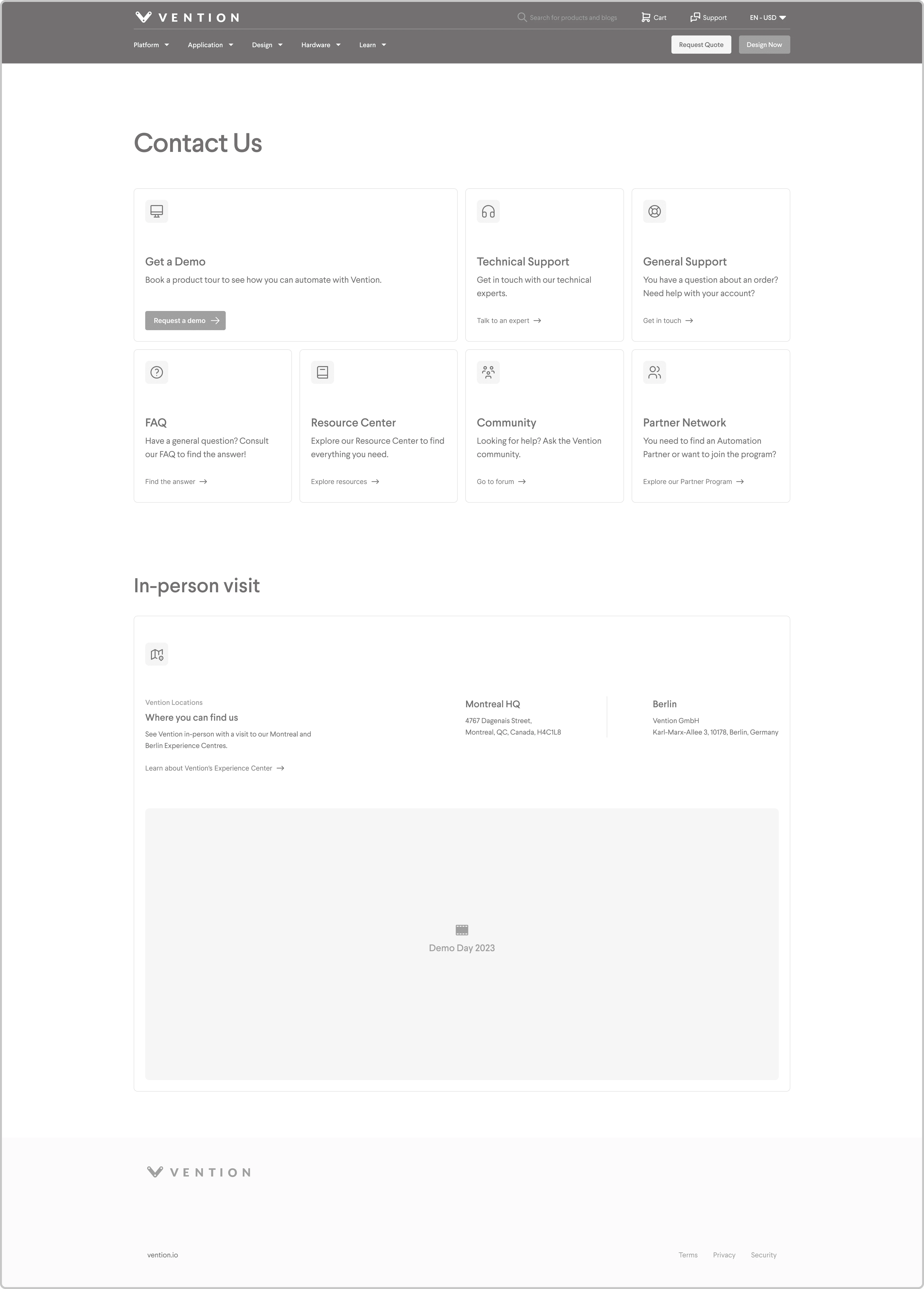 Low fidelity mockup of the Consolidated Contacts Page