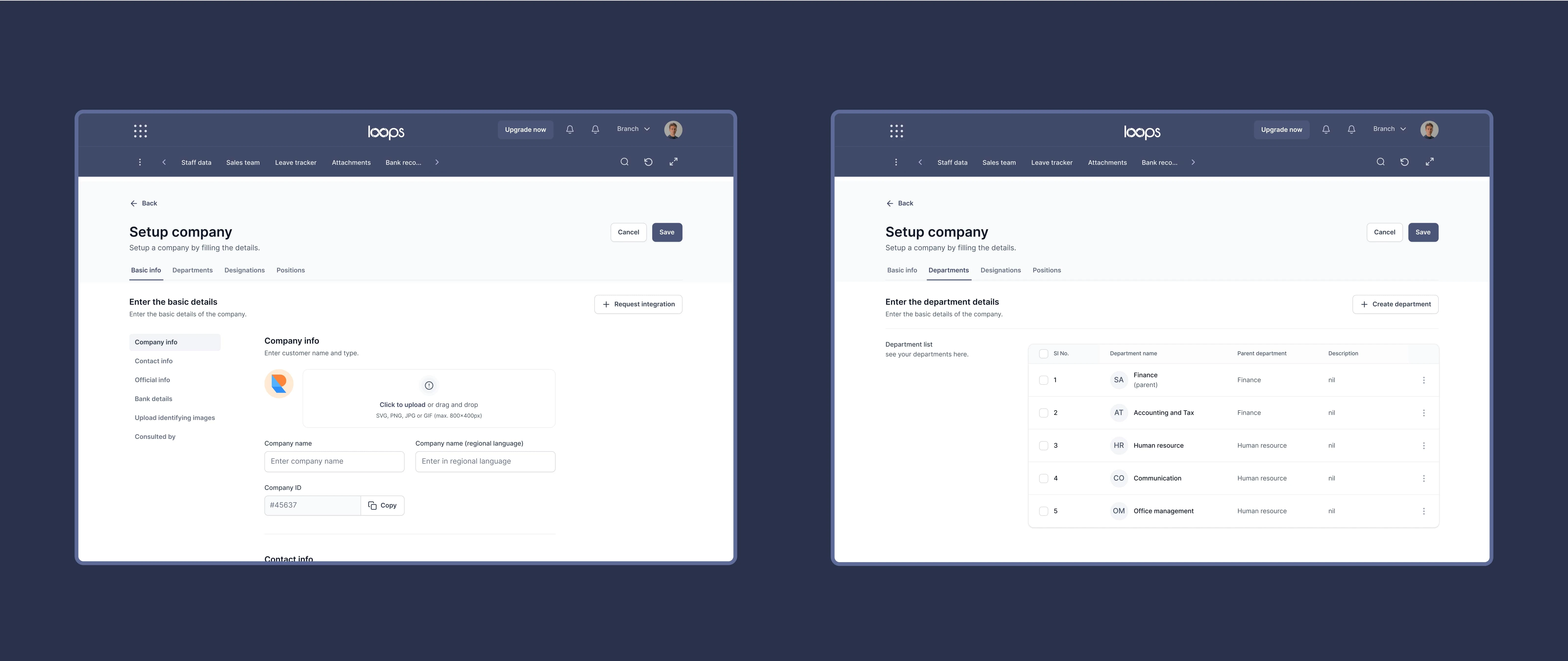 Company setup module