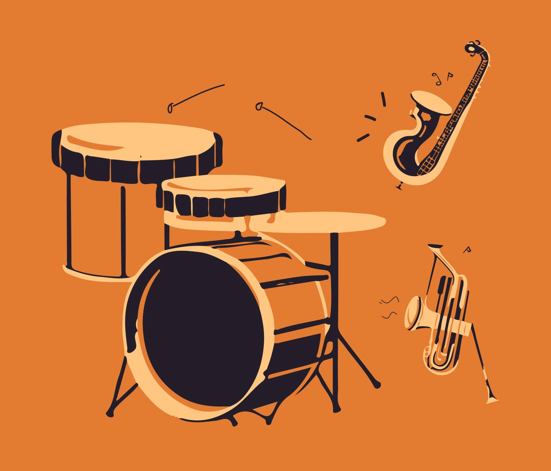 Musical Instruments Illustrations for prints and social