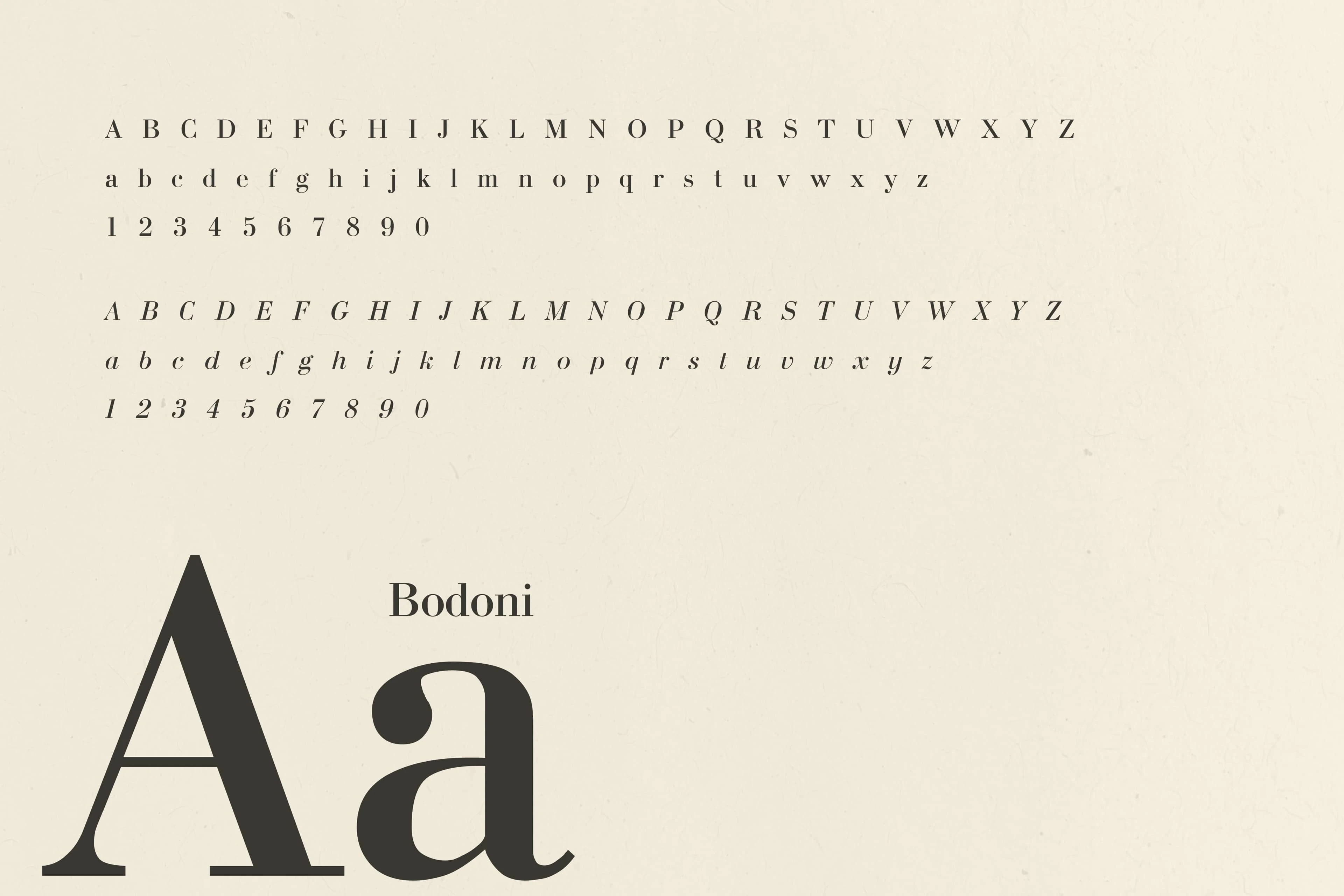 Bodoni is a beautiful, timeless serif typeface that is perfect for headings.