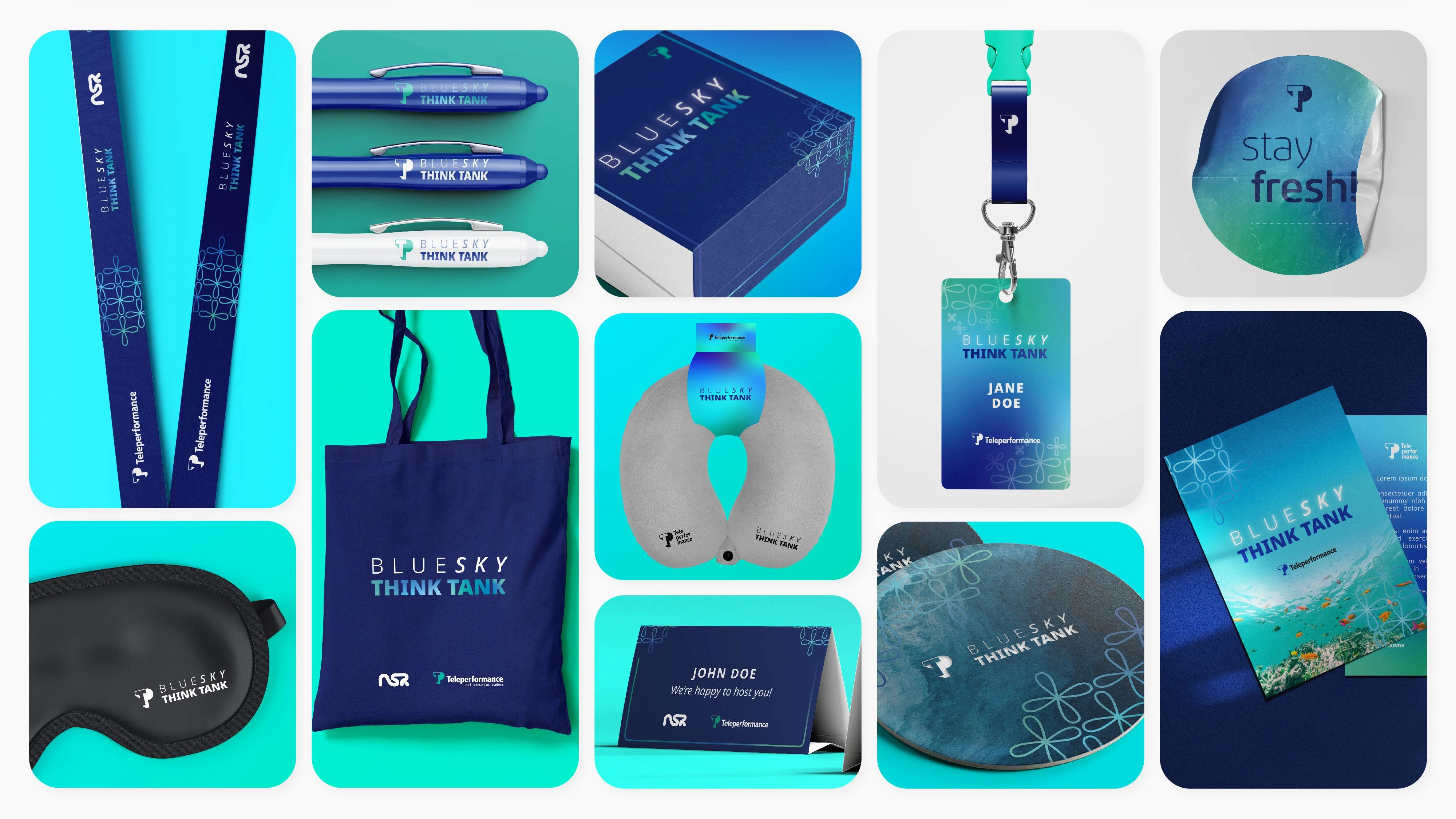 Mockups of some of the items designed and produced for the event.