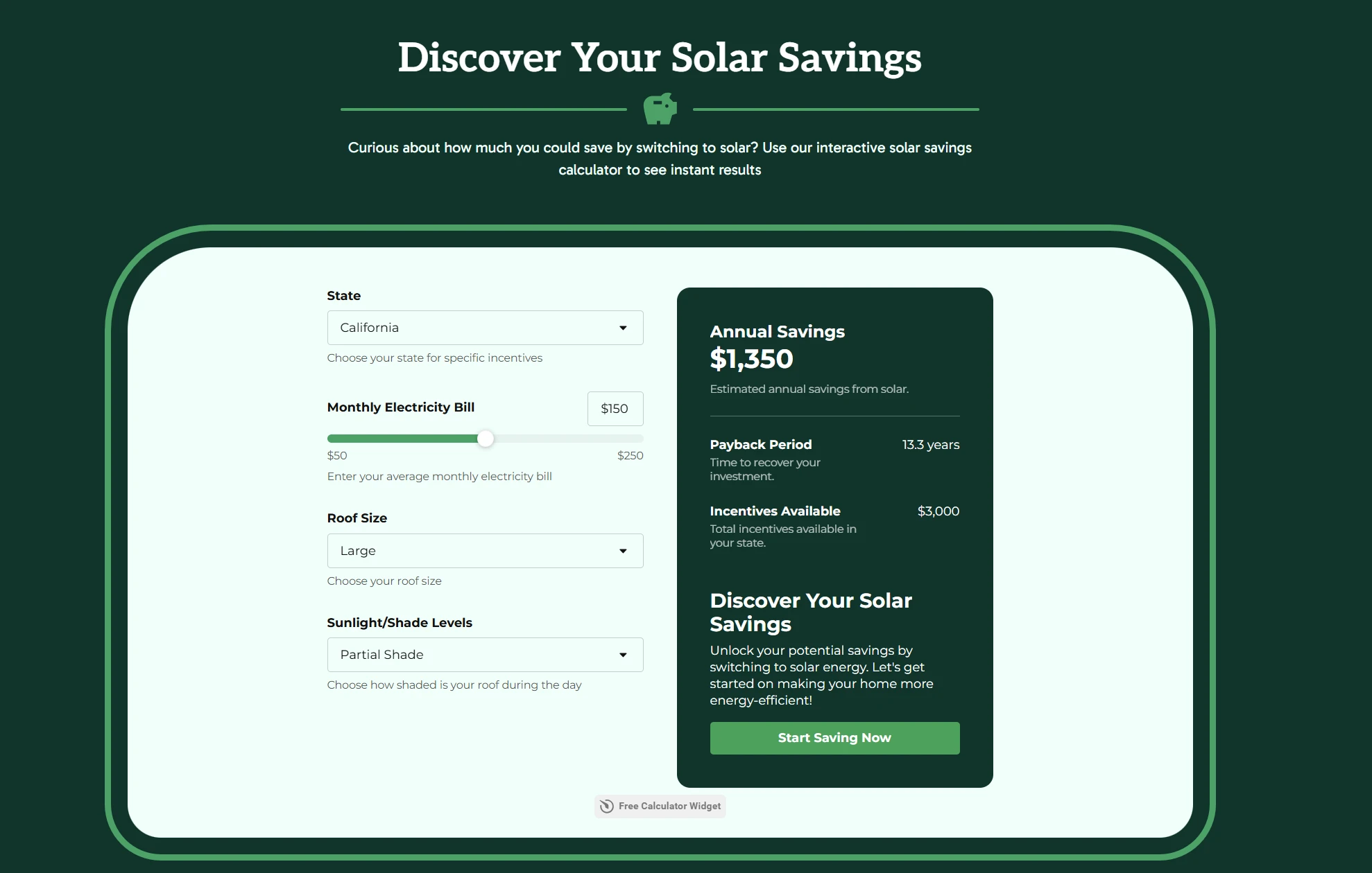 Solar Savings Calculator