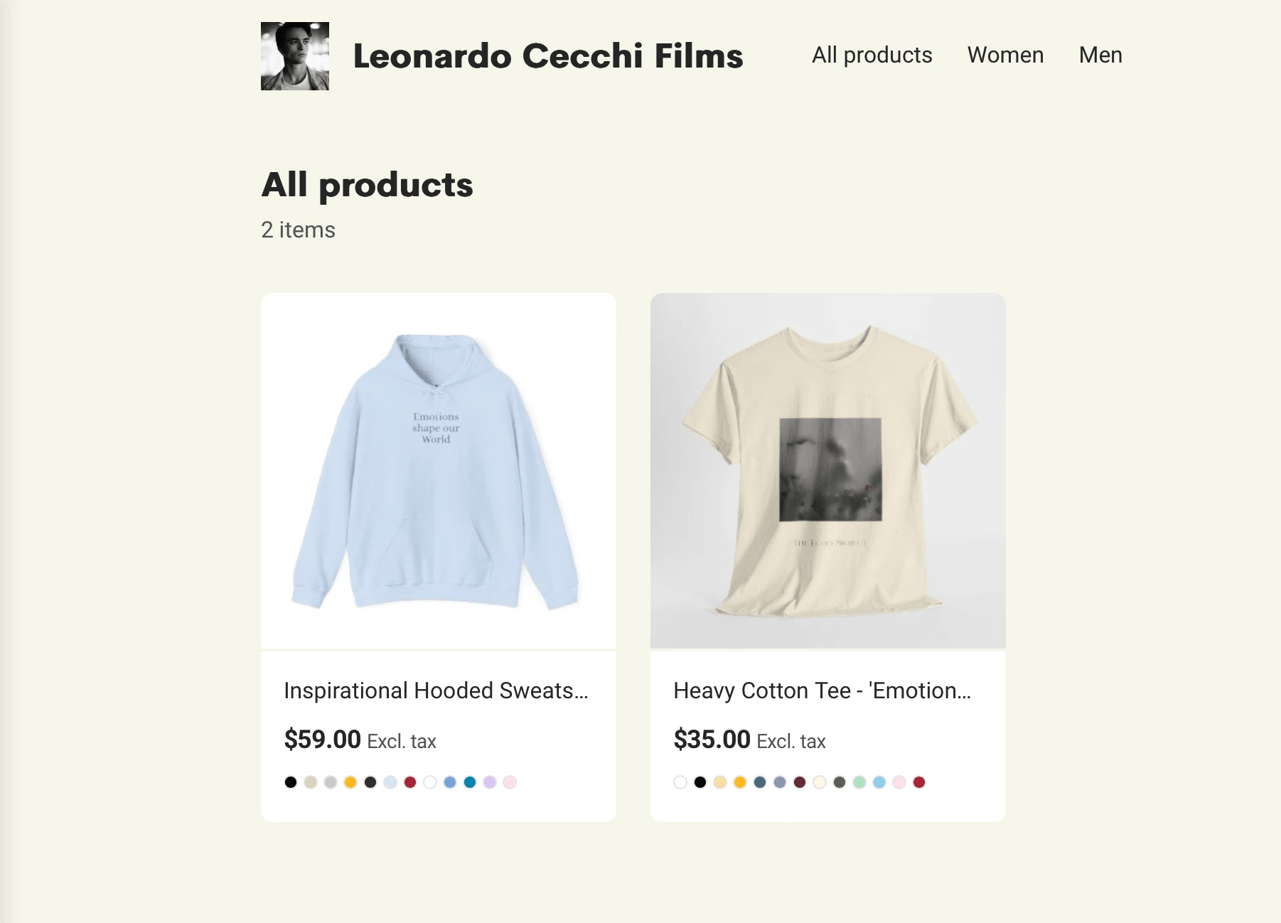 I helped Leonardo coming up with the products designs, from font sizes to images.