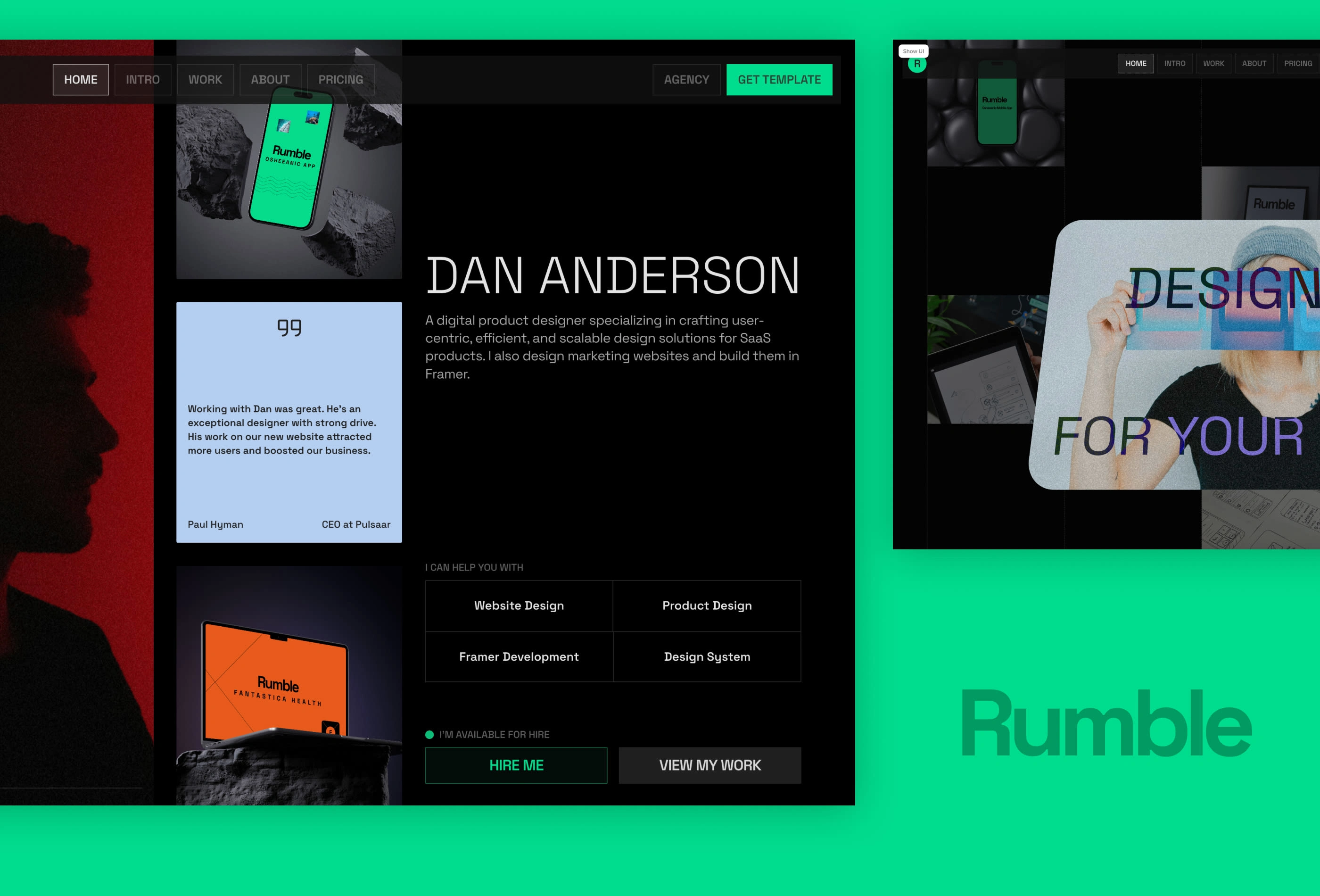 Rumble Framer template - cover