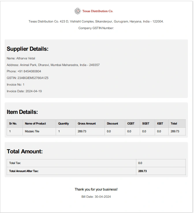 Demo Tax Invoice