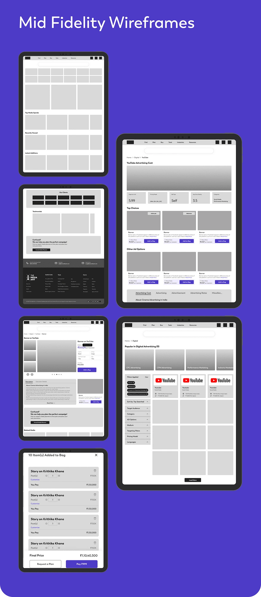 Mid Fidelity Wireframes