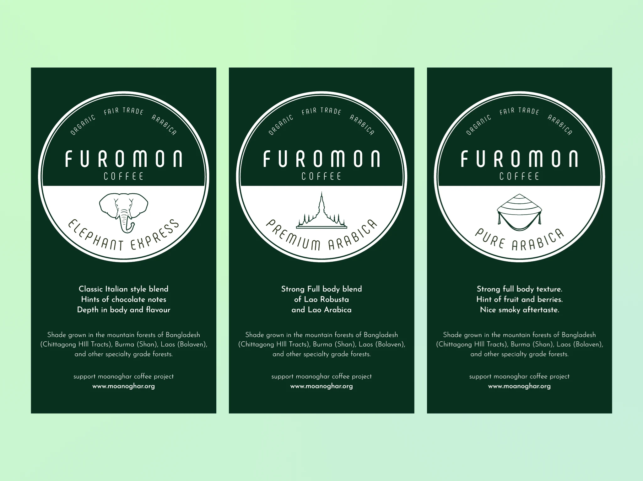 Furomon’s distributor label sticker designs.