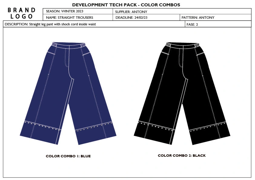 Second technical sheet: Color combos