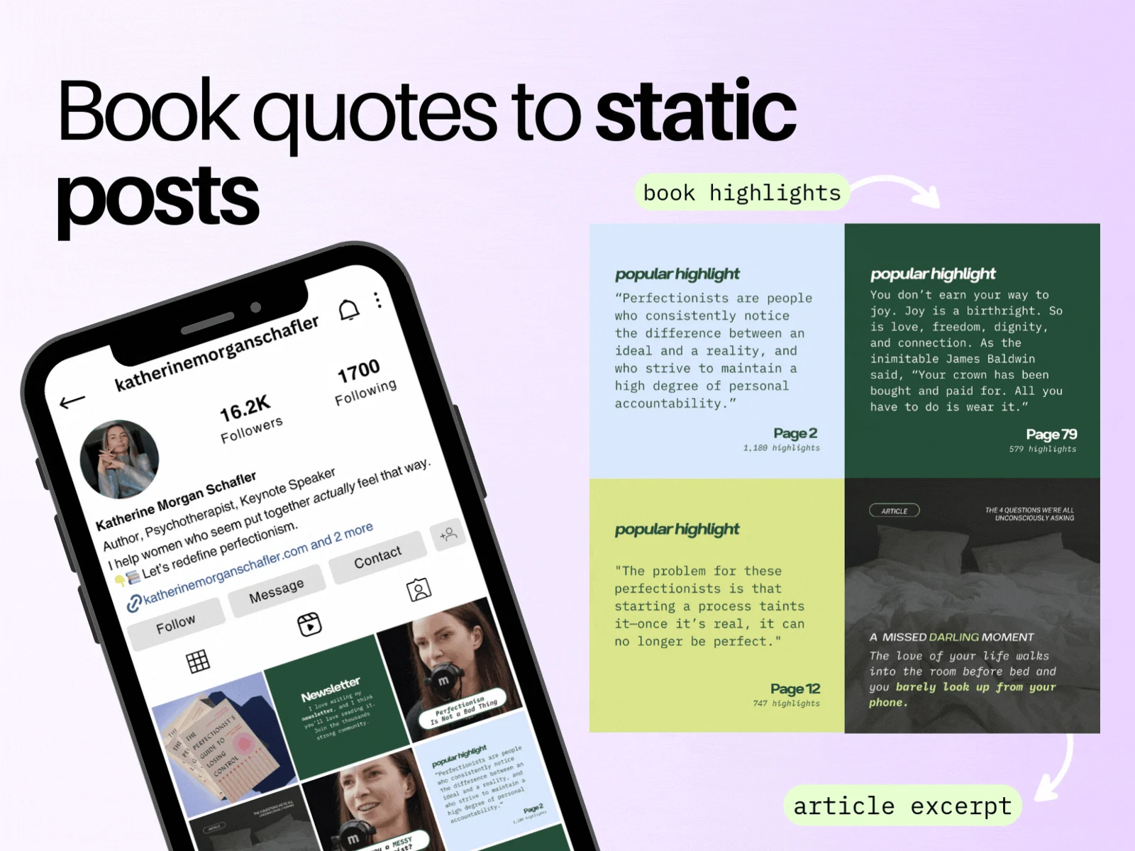 Turning popular book quotes to static quotes/carousel series 