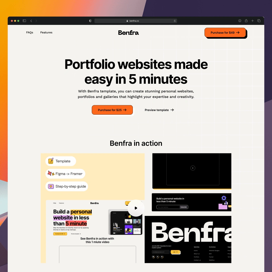 Benfra Marketing Landing Page