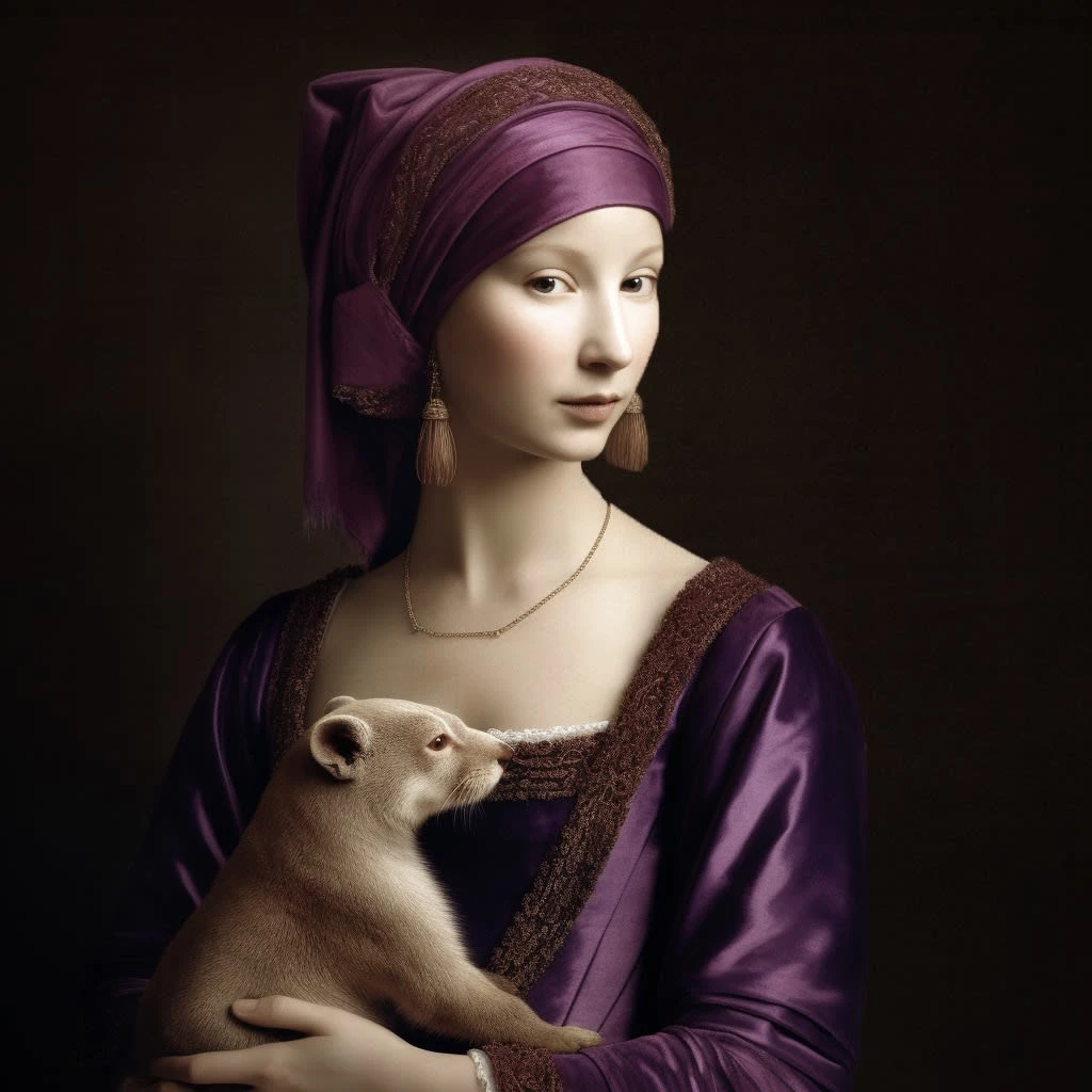 {Reimagined} Lady with an Ermine -- Leonard Da Vinci