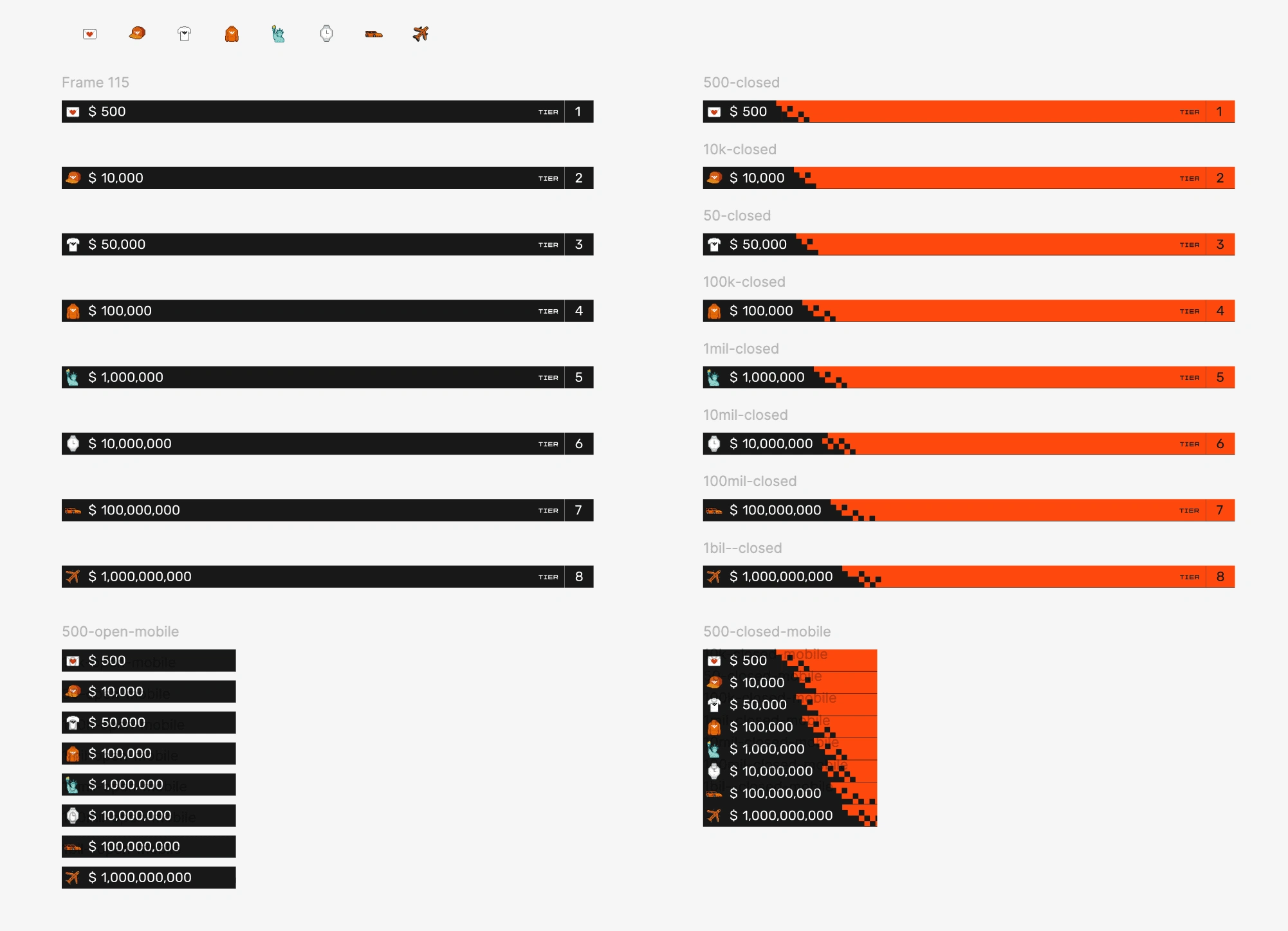 Some of the components and assets of the webpage.