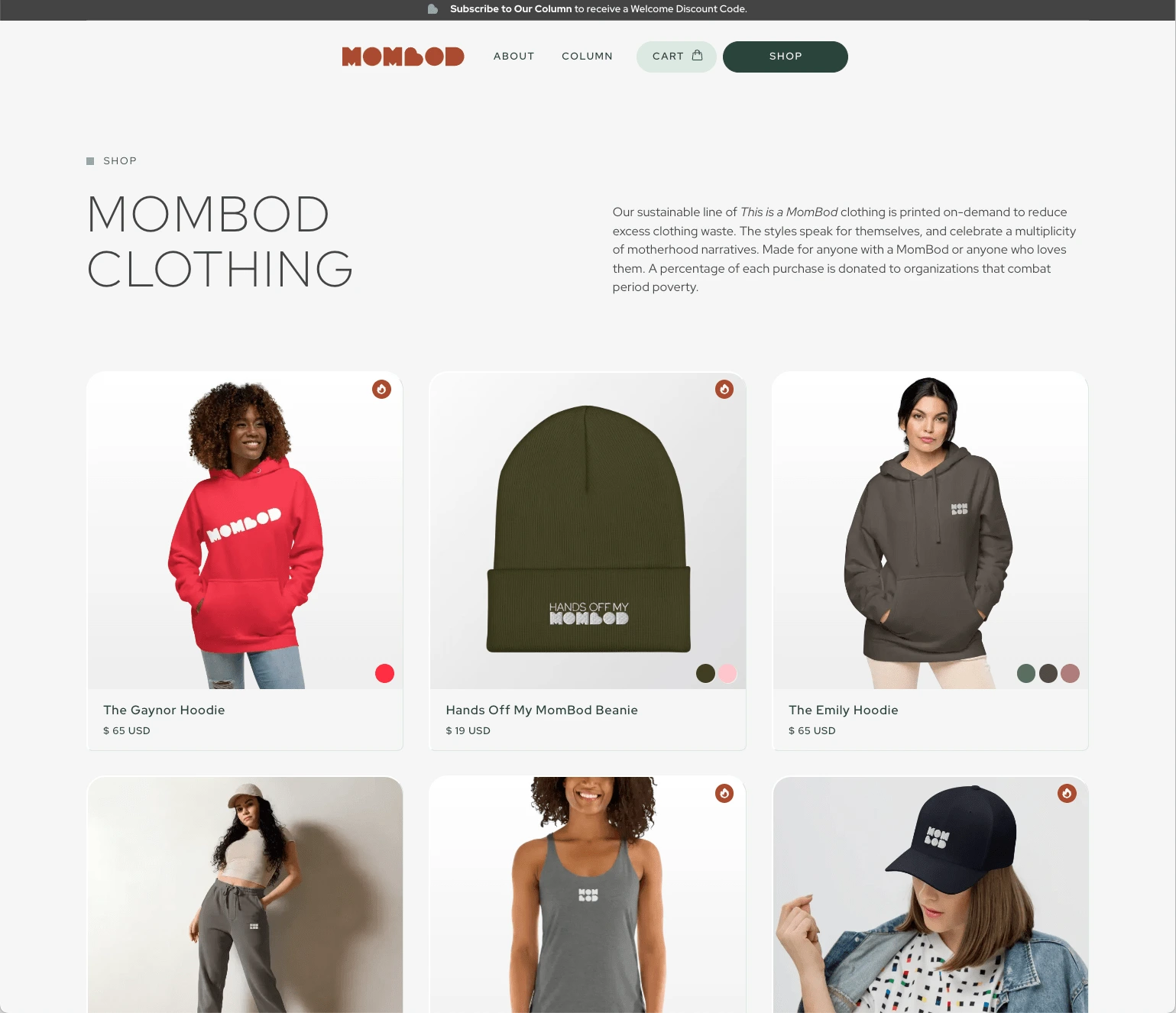 MomBod Shop Page