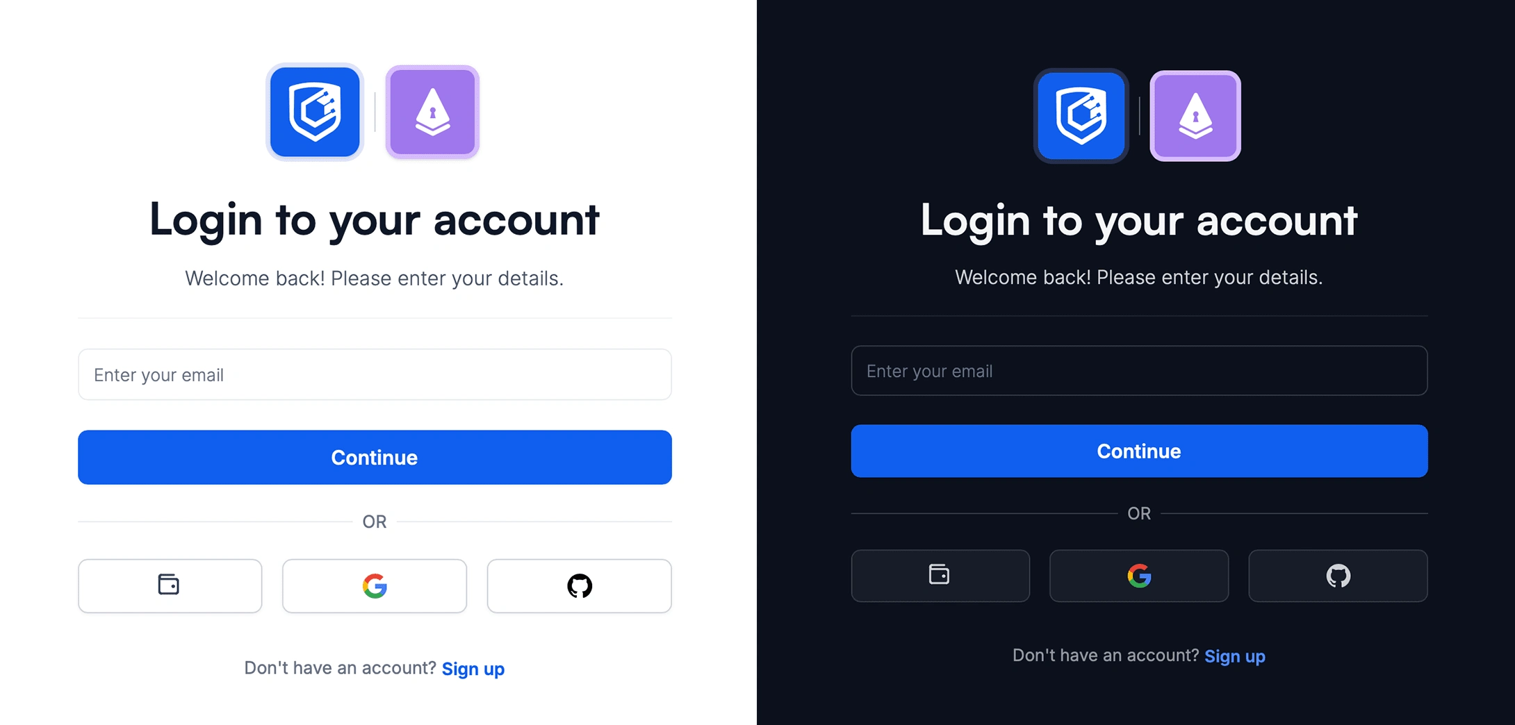 Light and Dark mode for the Login screen