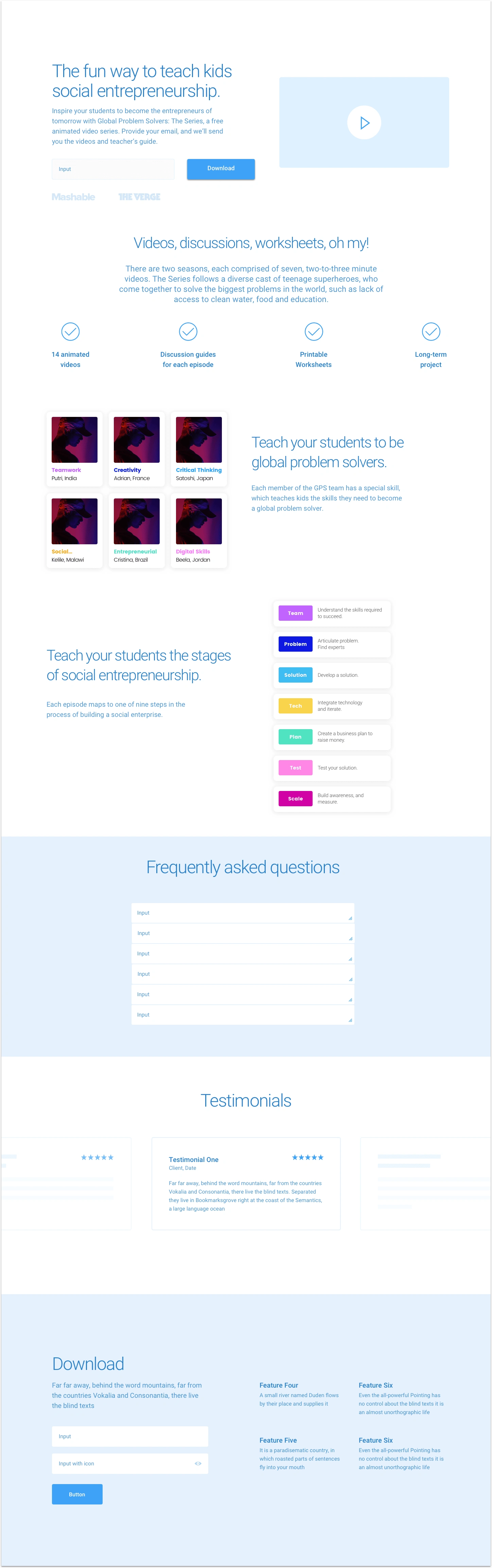 This was a wireframe for Cisco CSR's "GPS Series" -- a video series for elementary students.