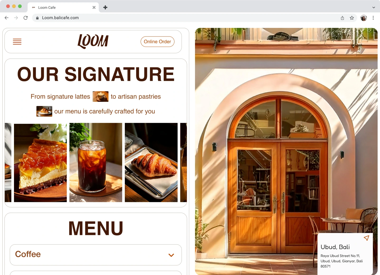 cafe or coffeshop website design