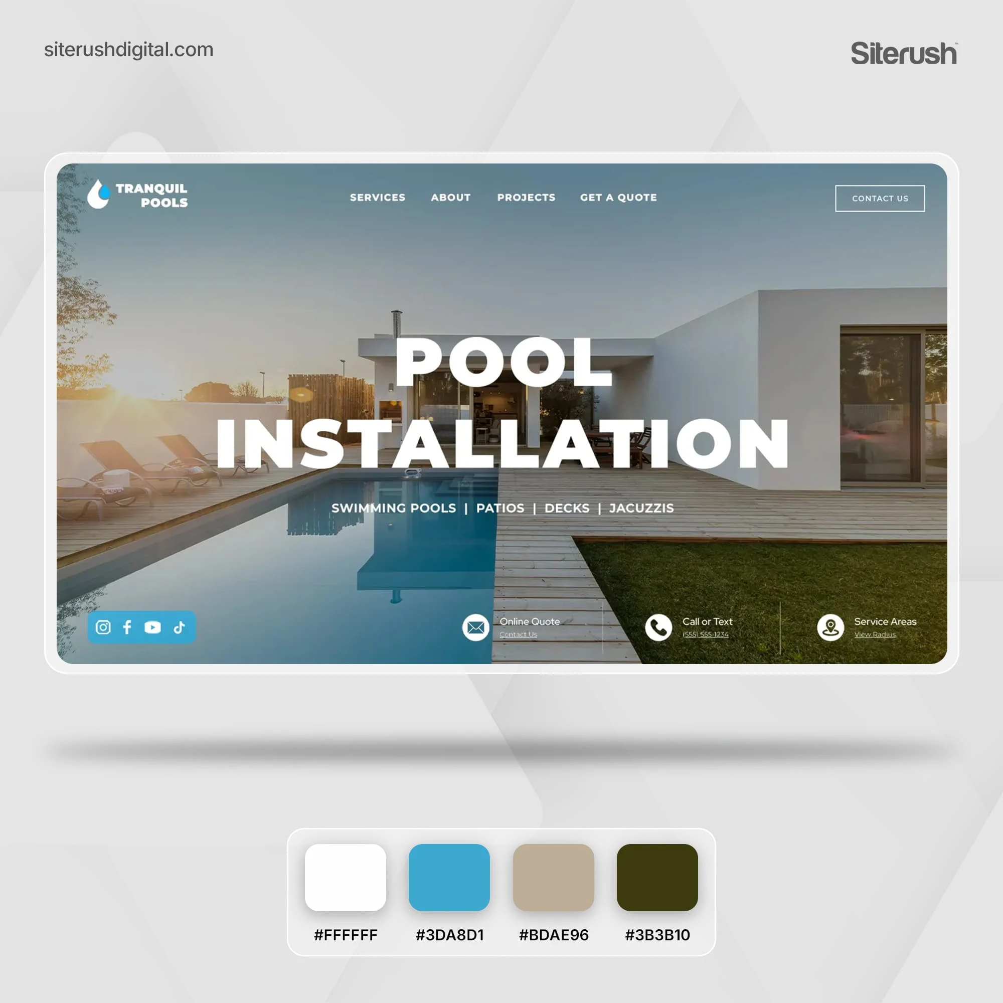 Tranquil Pools Homepage Banner Design