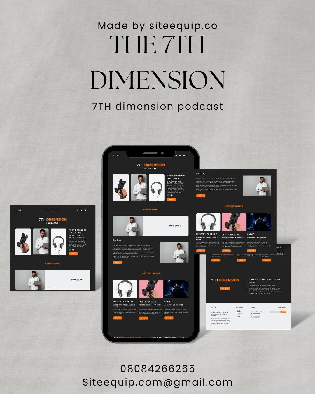 THE 7TH Dimension Mockup designed using figma and developed using wordpress, The 7TH dimension website