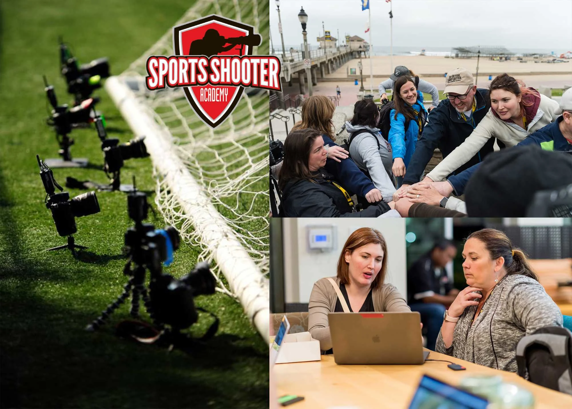 Mentoring students at Sports Shooter Academy: remote cameras set up at a soccer match, heading to cover surfing and providing one-on-one editing sessions to refine their skills.