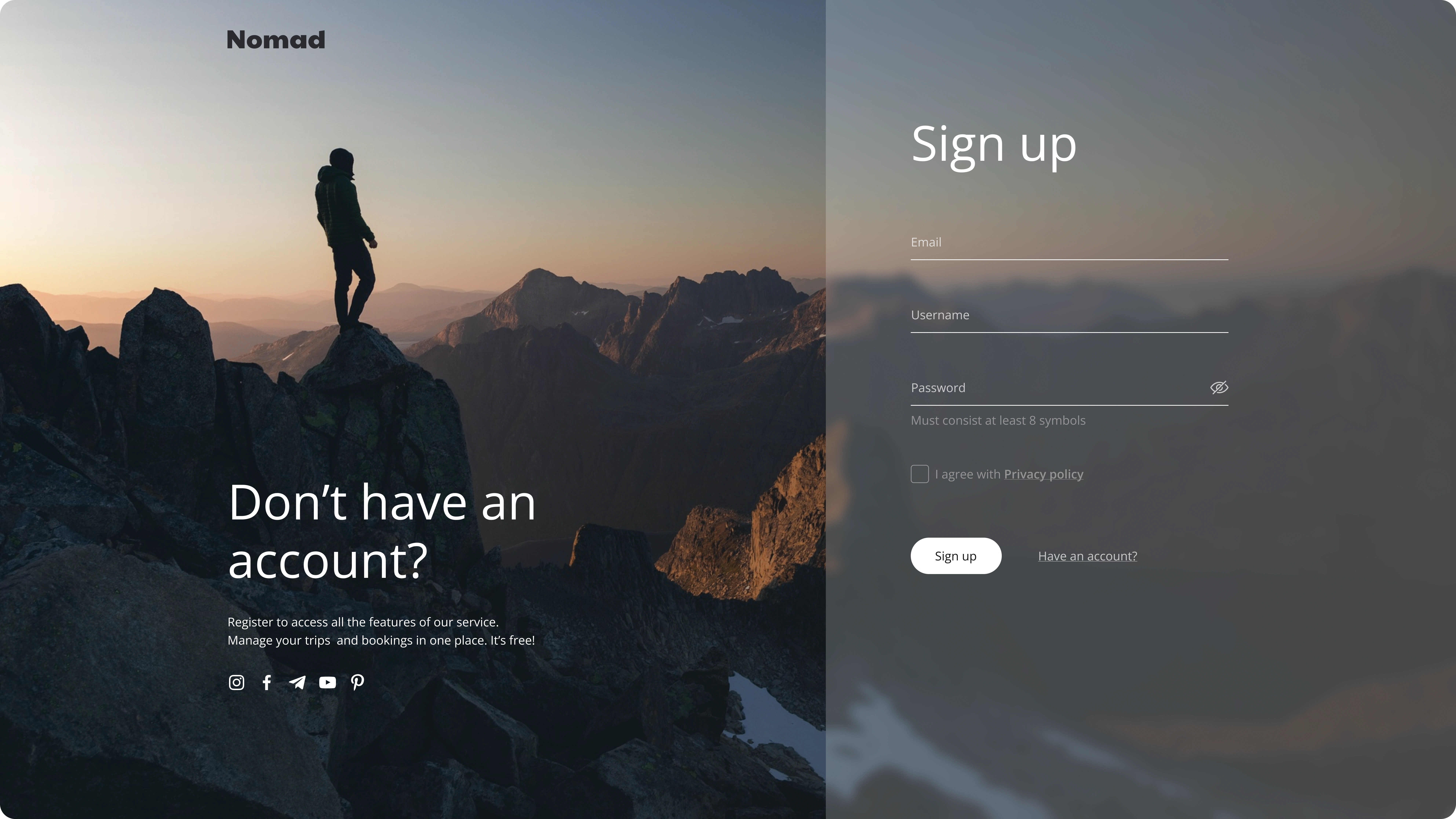 Sign Up Screen