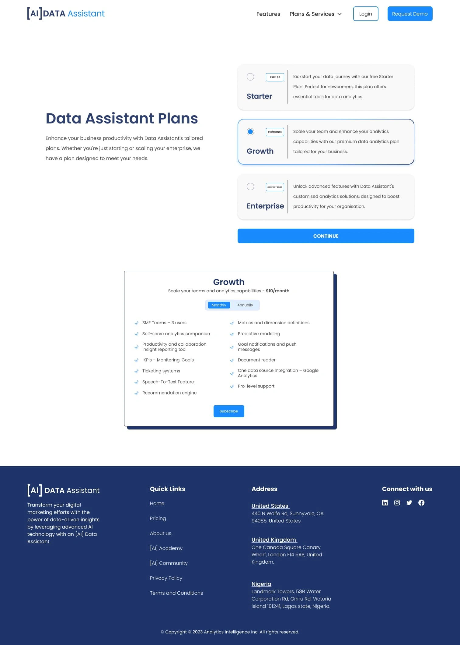 Pricing Page: Data Assistant