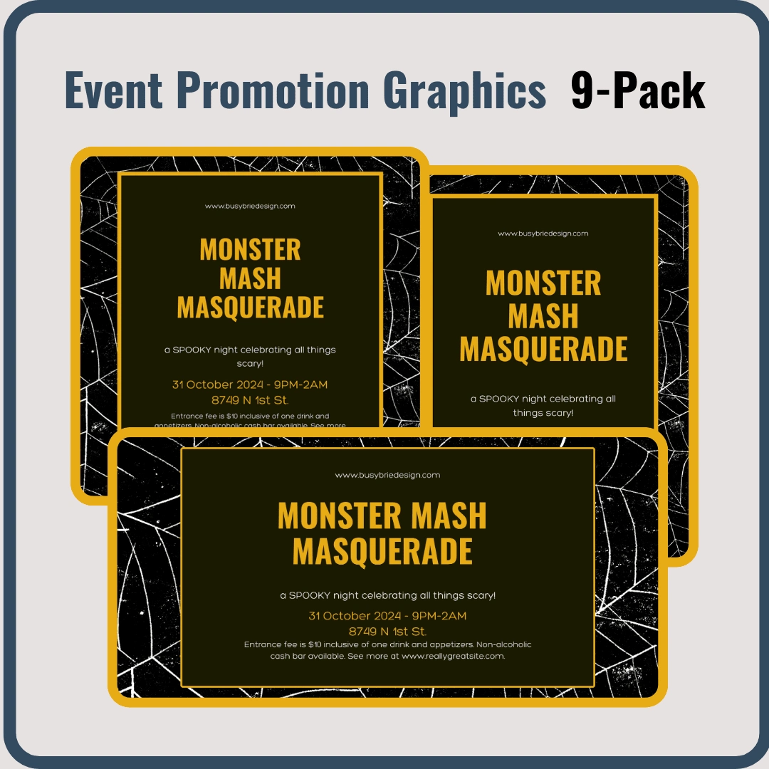 Event graphics are an art form; you want a name that captures their attention, and you want them to be able to get all the information they need in a 3-second glance, because that's all you get... it should be punchy, eye-catching, minimal in the copy, and easy to digest.