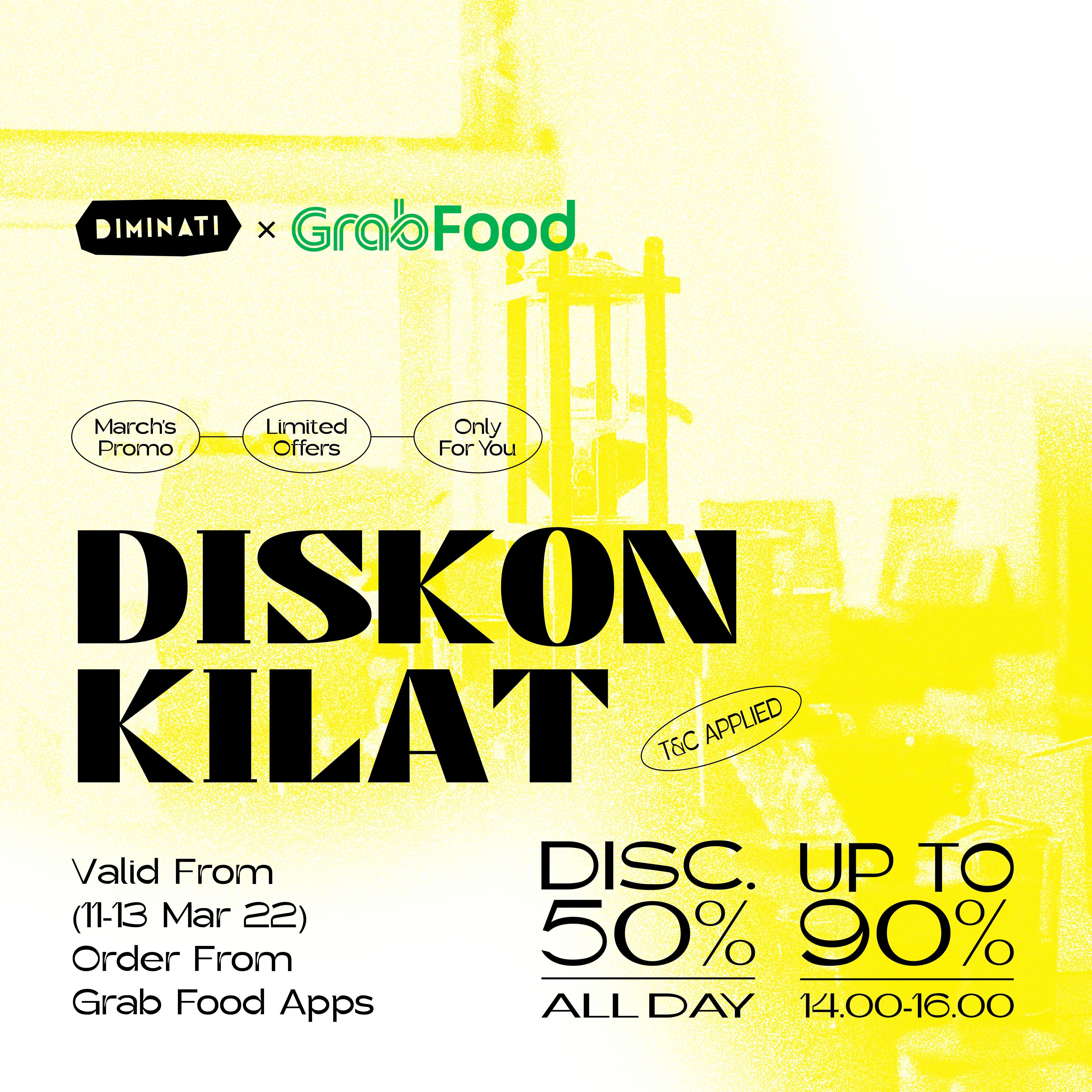 ⚡️DISKON KILAT is back guys!⚡️ Special discount 50% only on grabfood apps. So, what you gonna order today?