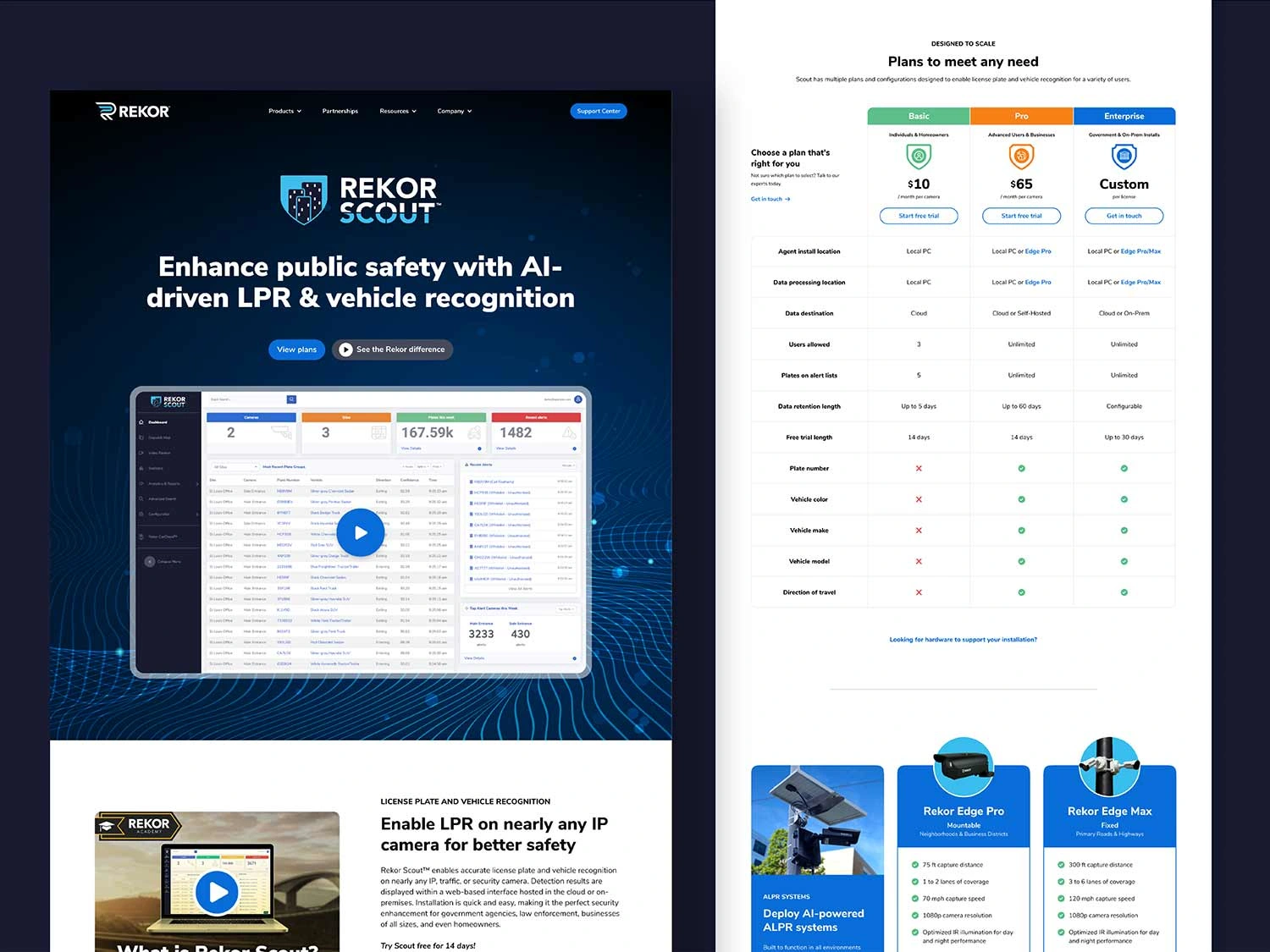 Rekor Scout product page on the rekor.ai website