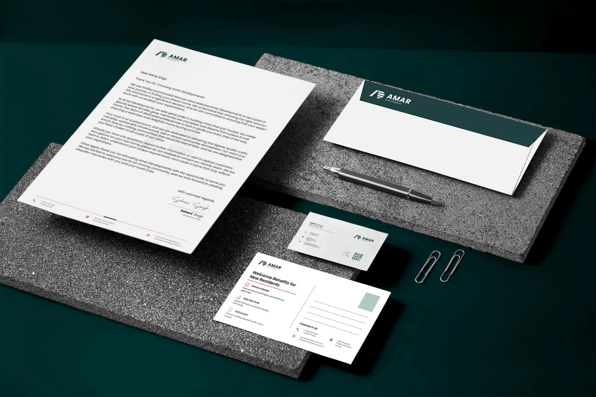 Amar Developments Stationery Design