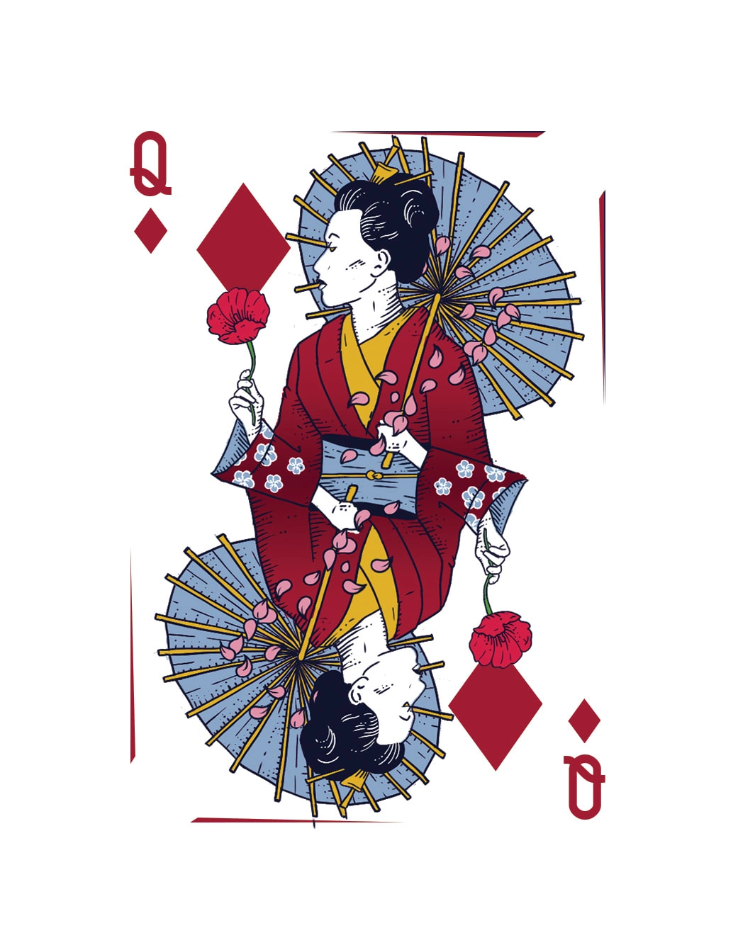 Japanese themed illustrations for a deck of playing cards