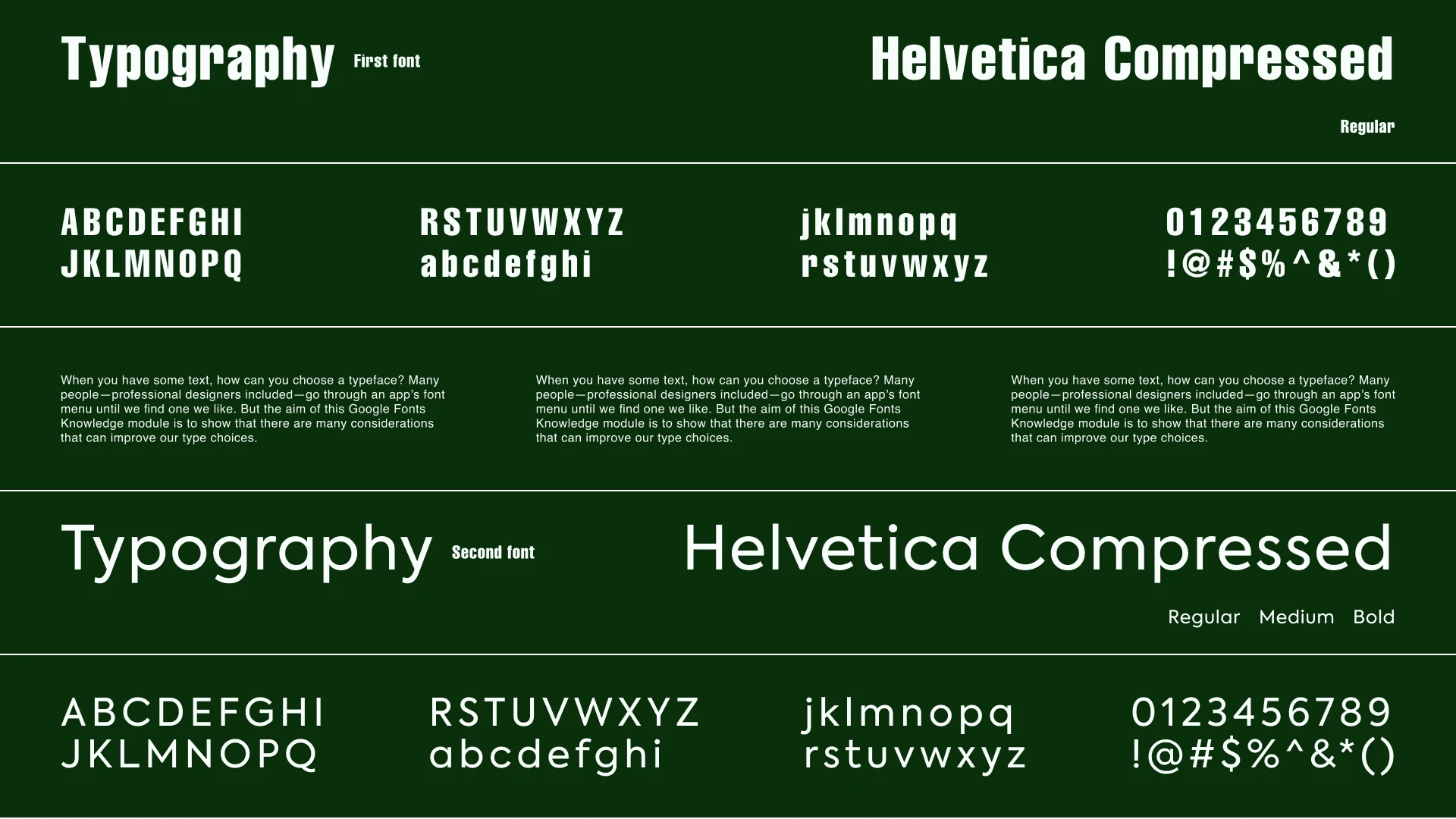 Typography Selection