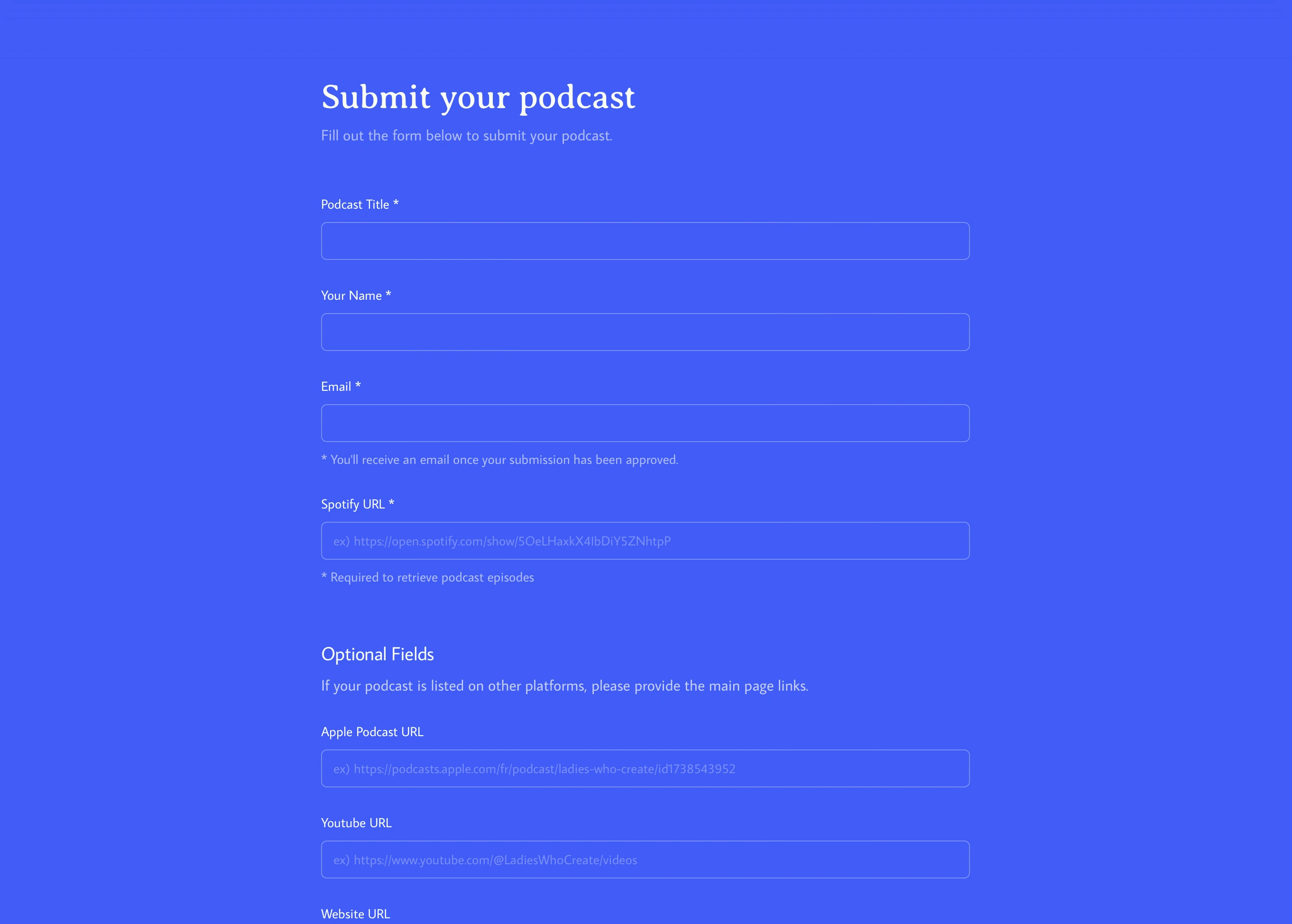 Podcast Submission Form