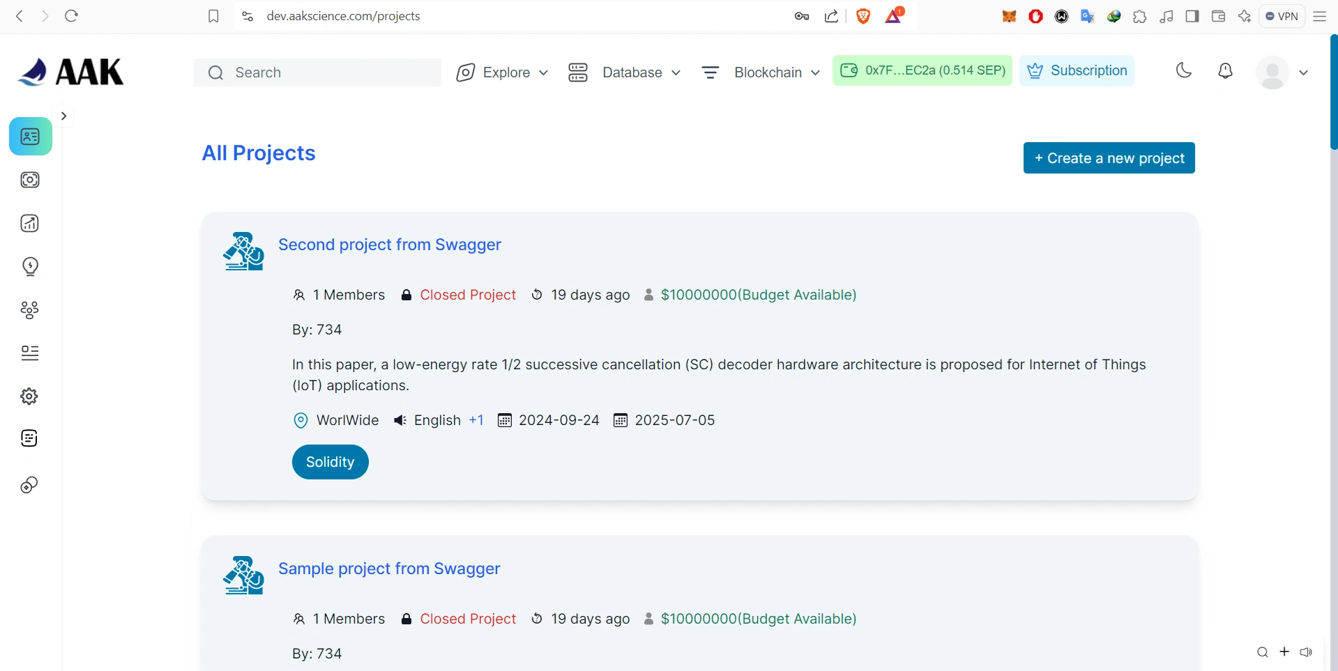 Fig. 3 Project postings on the platform.