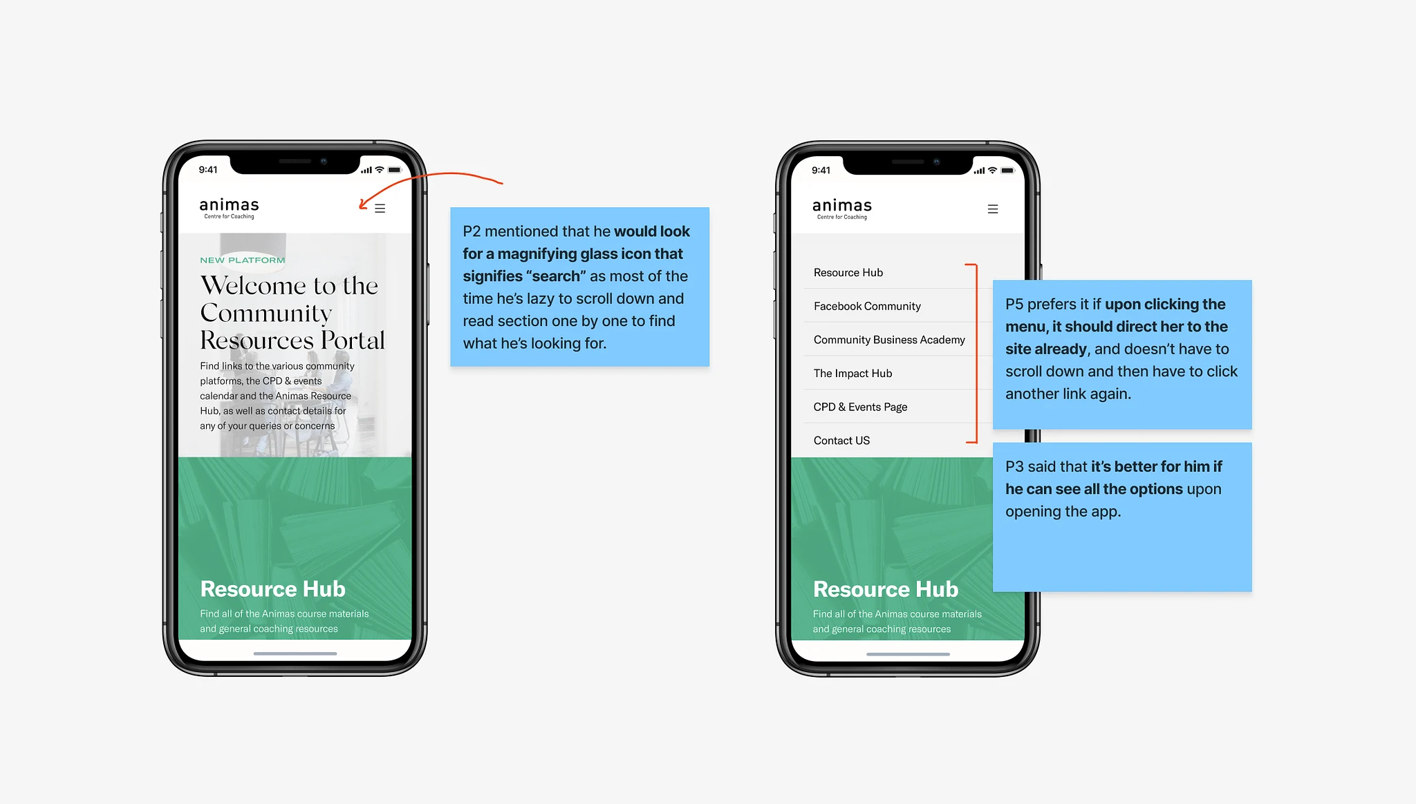 Few of the results of usability test