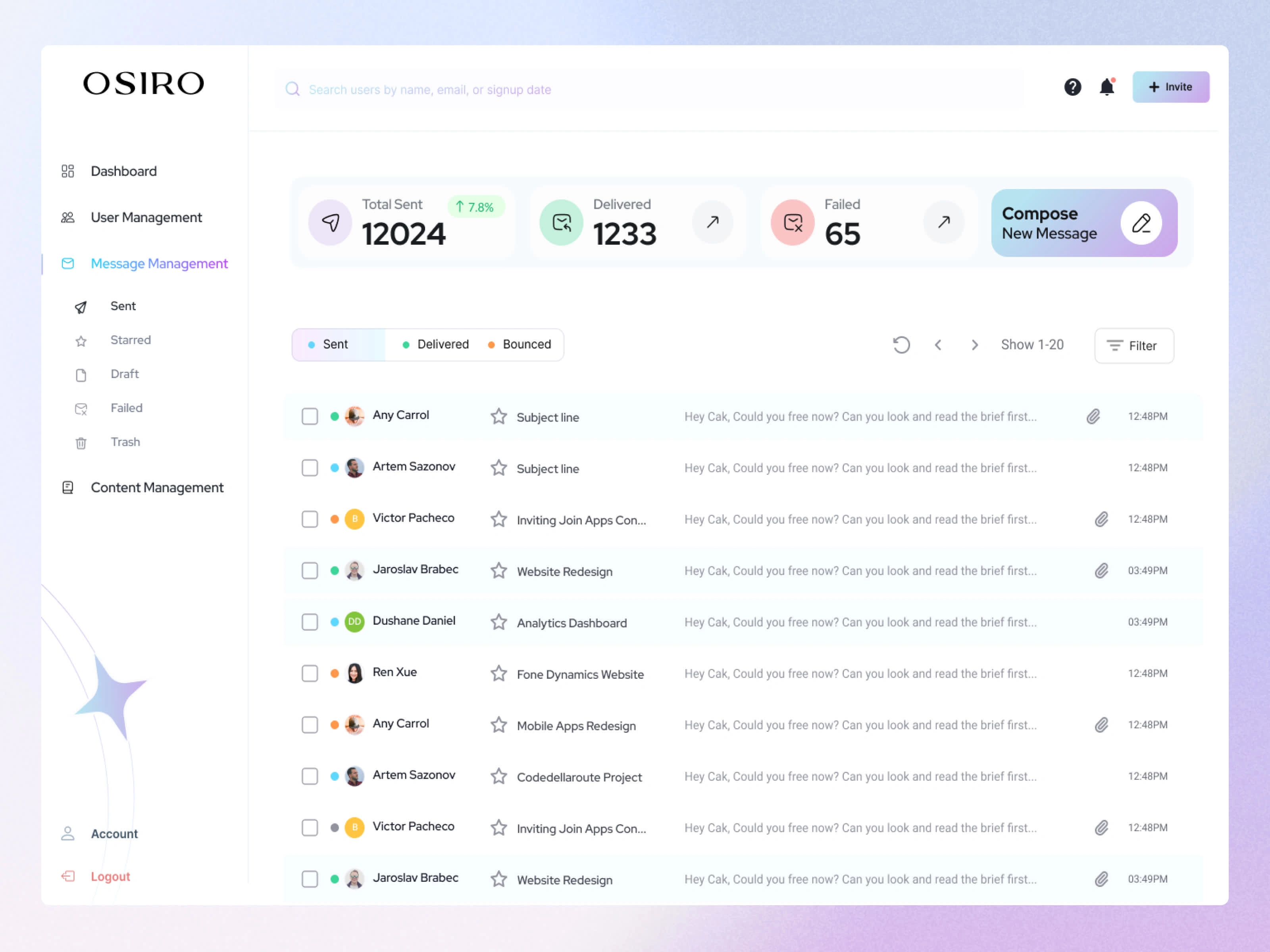 Email : OSIRO keeps users in the loop with timely email updates and send promo mails. These notifications cover everything from progress alerts to budget updates, keeping financial goals within easy reach and users always in control