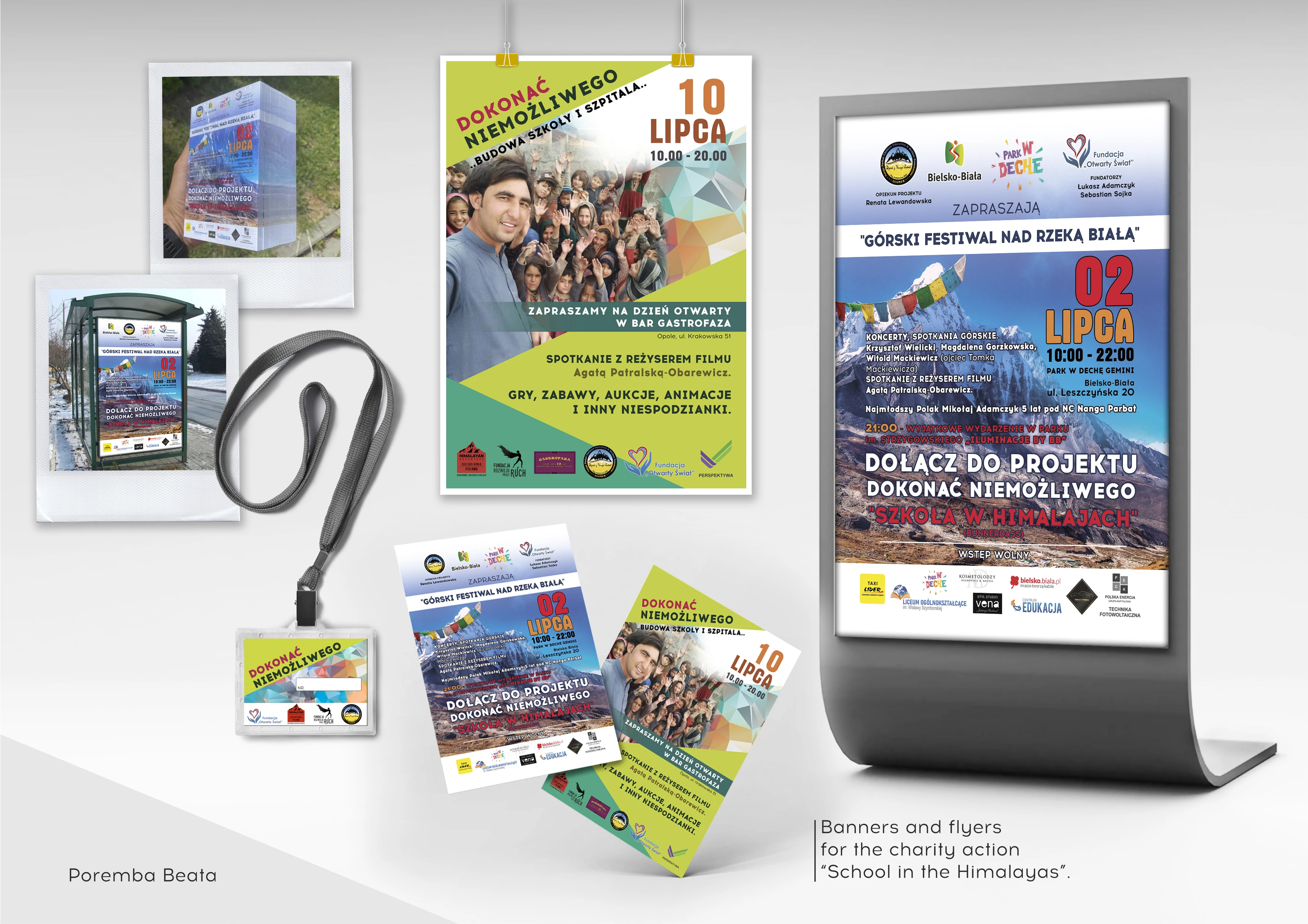 Banners and flyers for the charity action "School in the Himalayas"