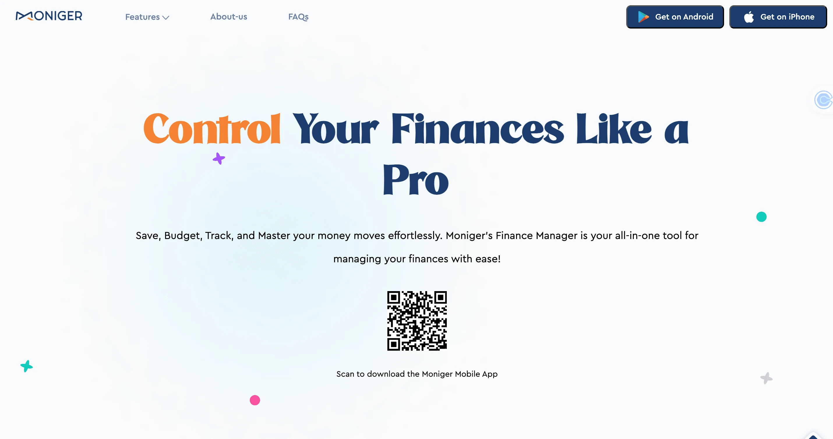 Hero Section for the Finance Manager Page