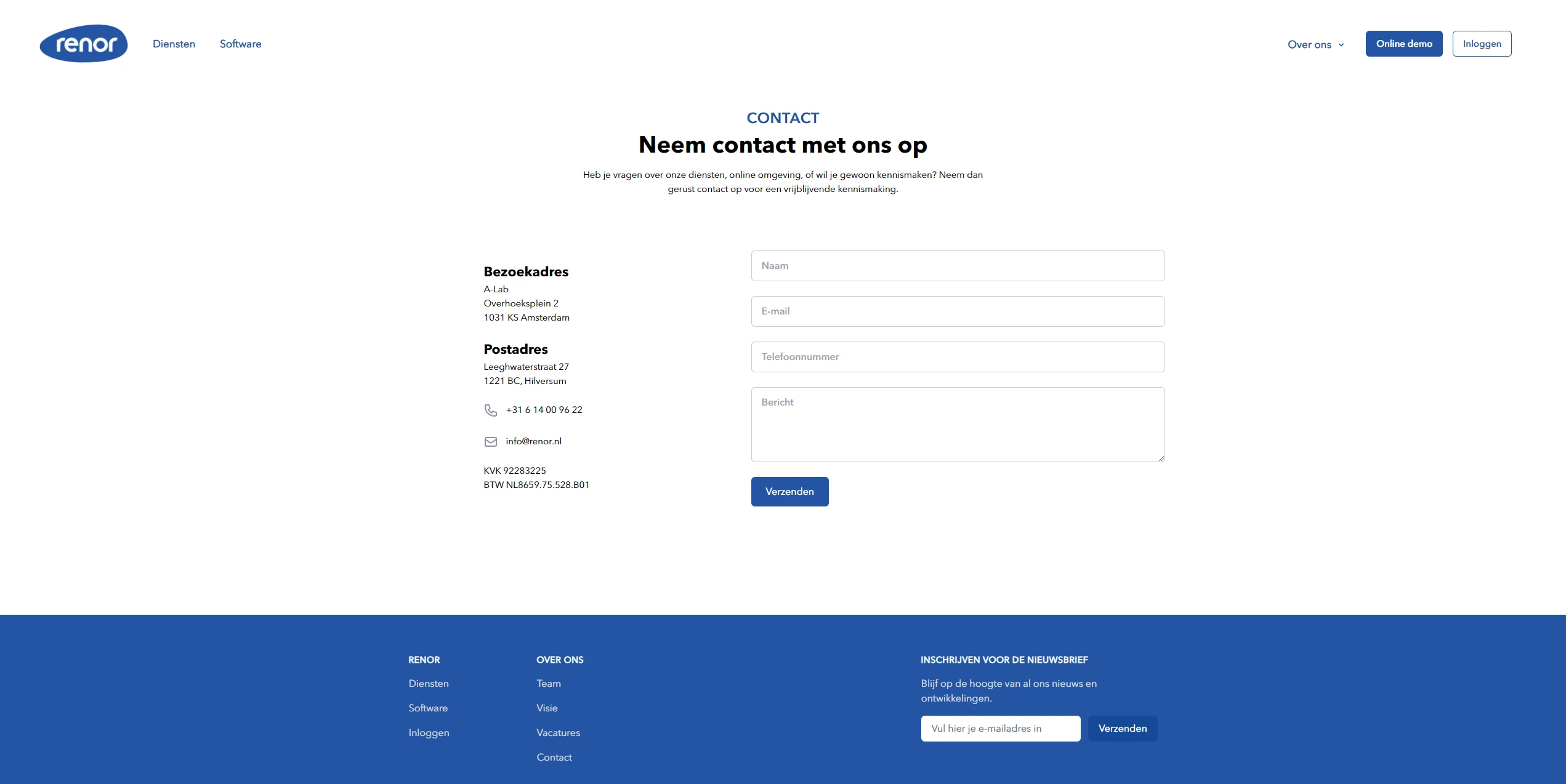 A custom contact page on renor.nl