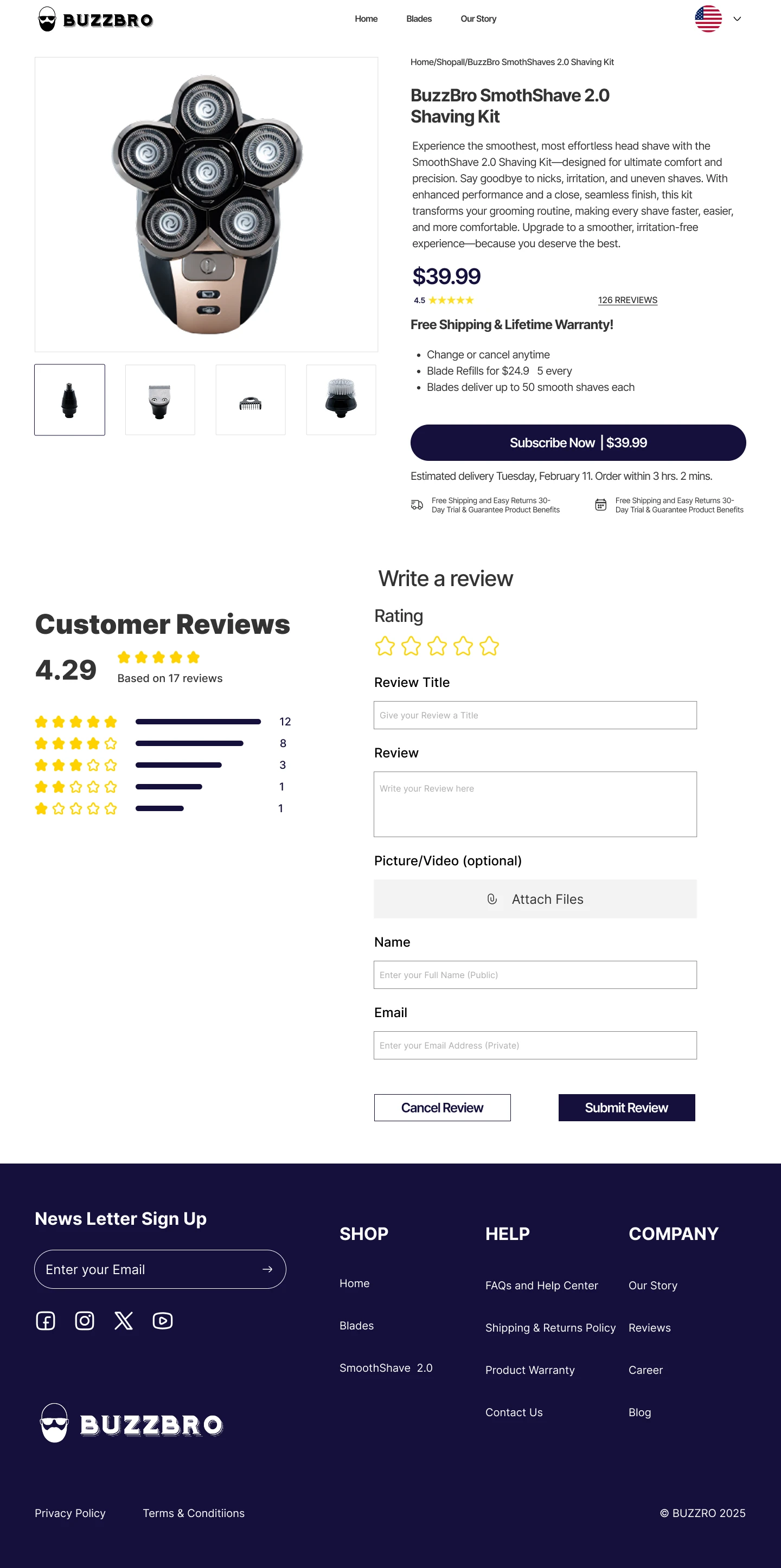 Product Description Page to write a Review