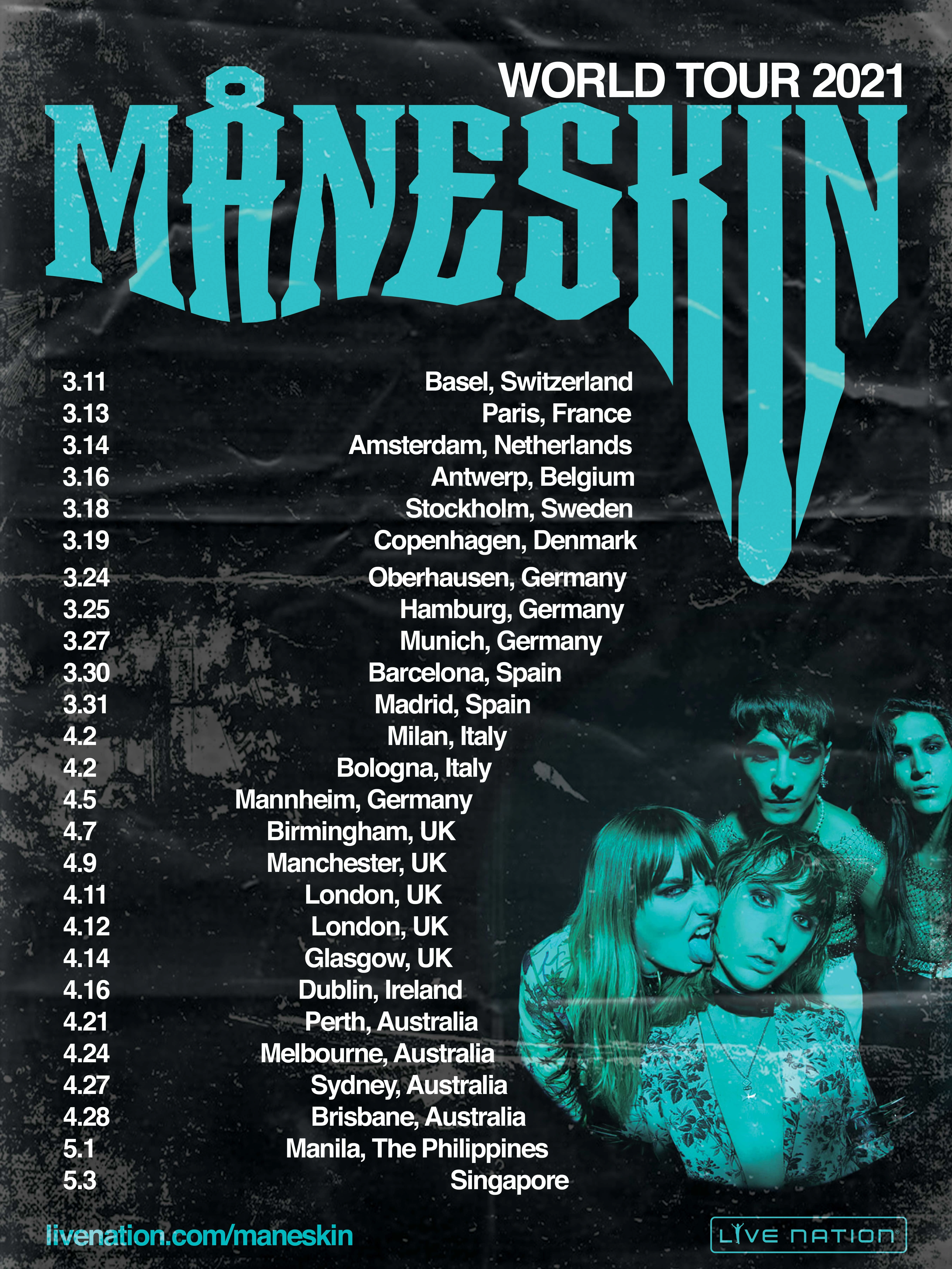 Måneskin Tour Poster | I do not own the image used in this design.