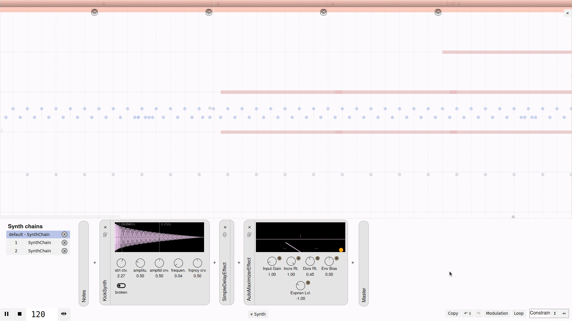 Modular effects chain rack in action