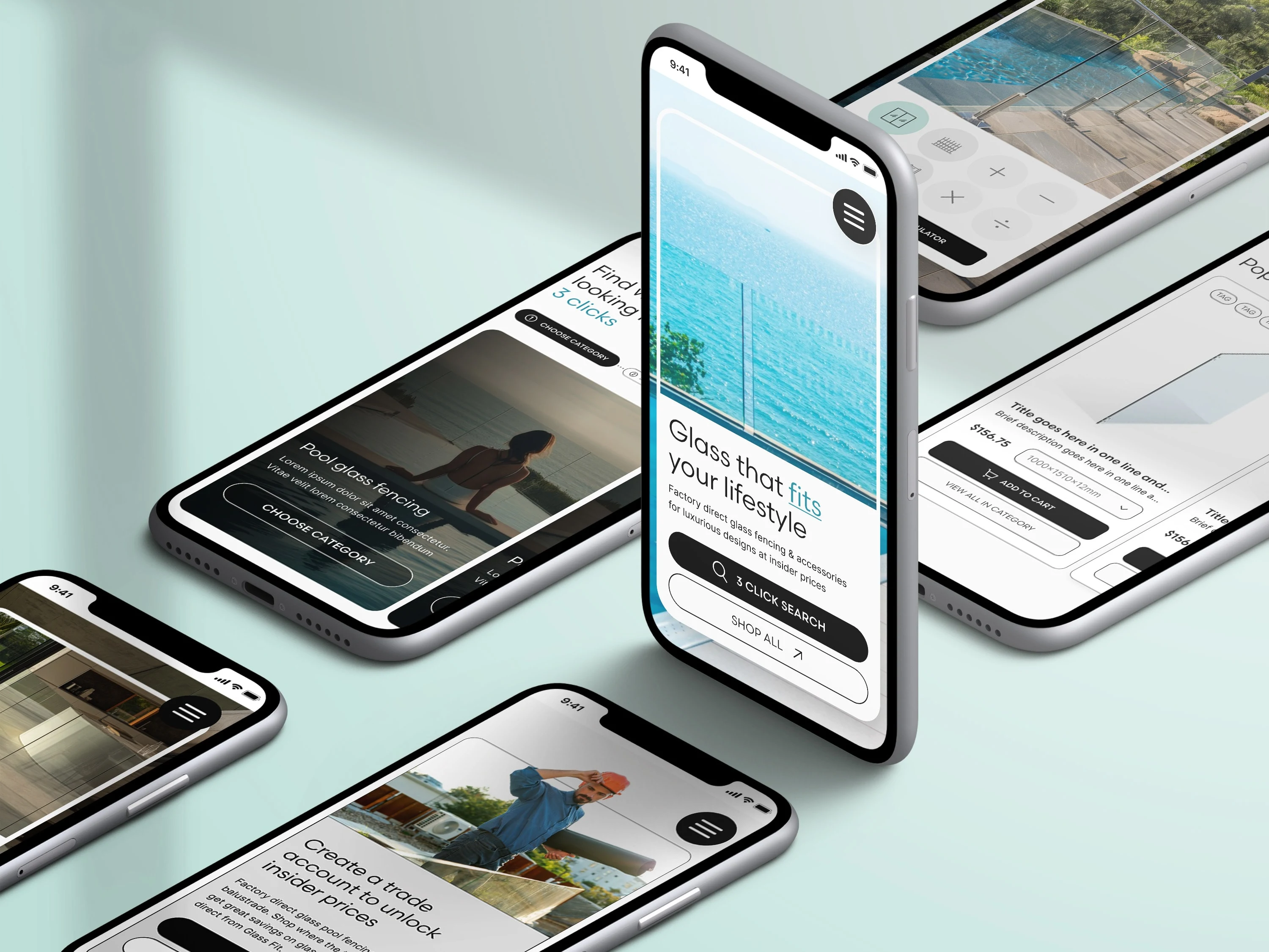 Mobile Mockups of Glass Fit Website