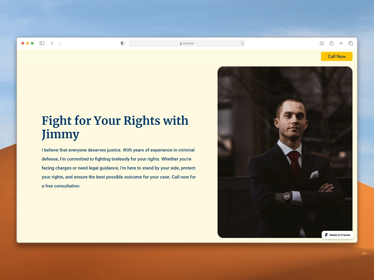 jimmylaw website above the fold section