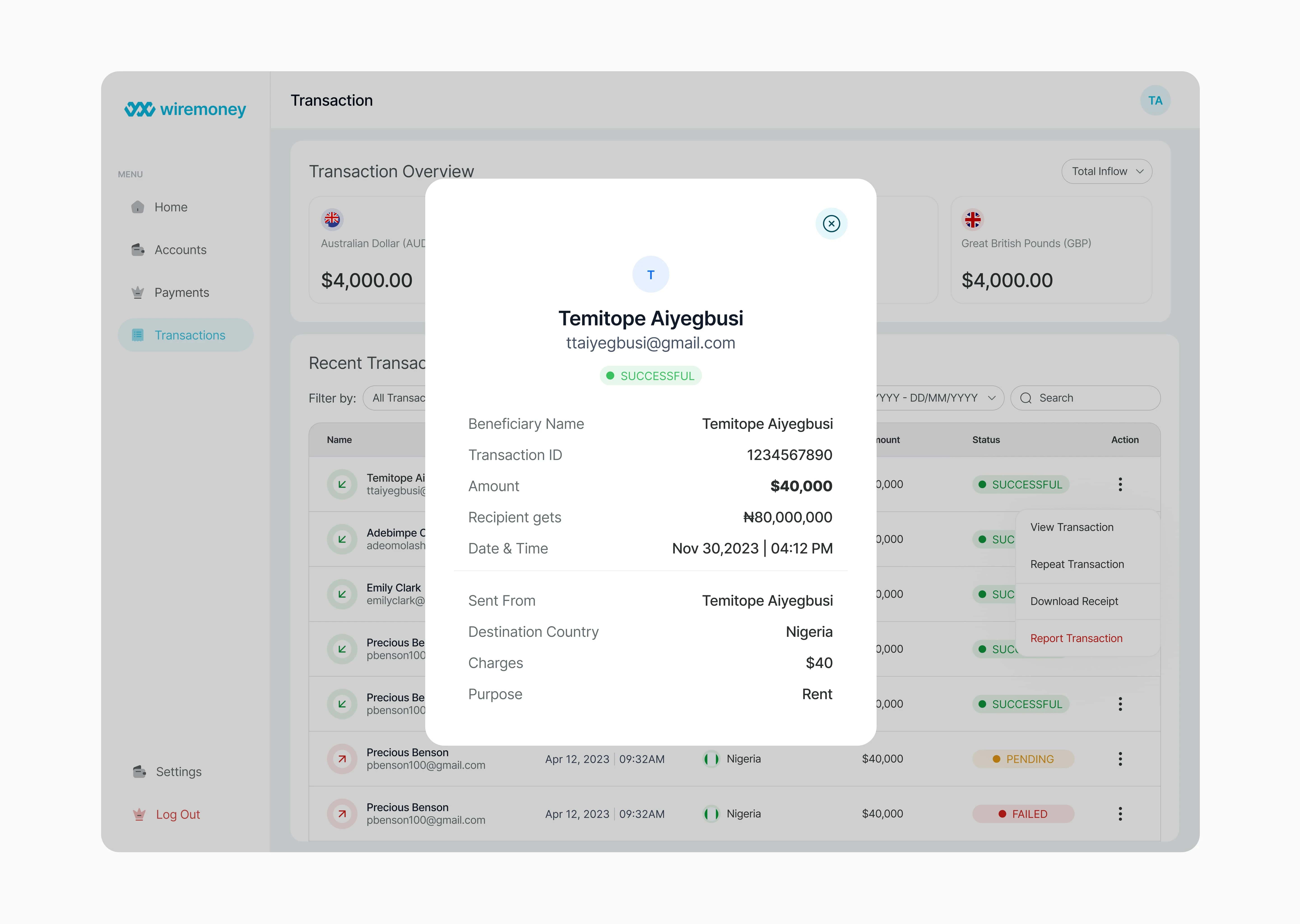 Transaction Summary - Web