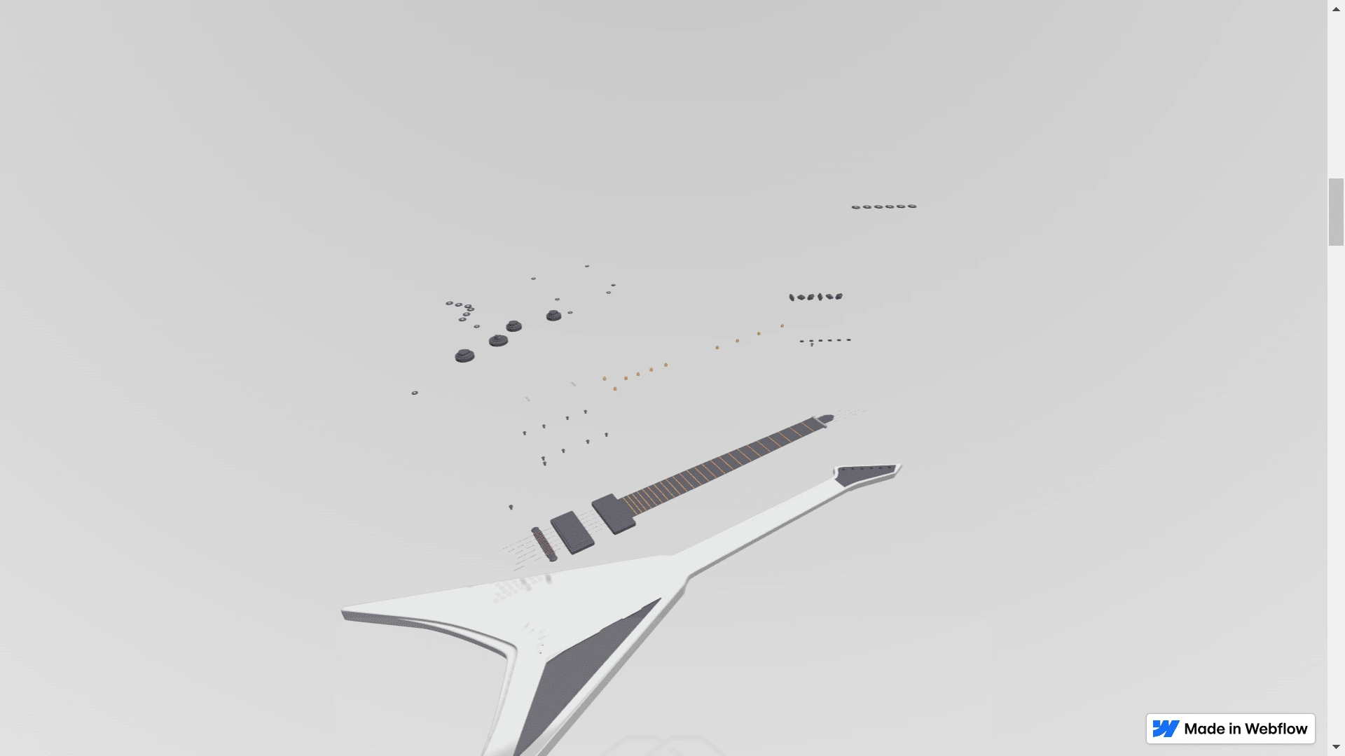 The 3D Guitar in Webflow- Created with spline