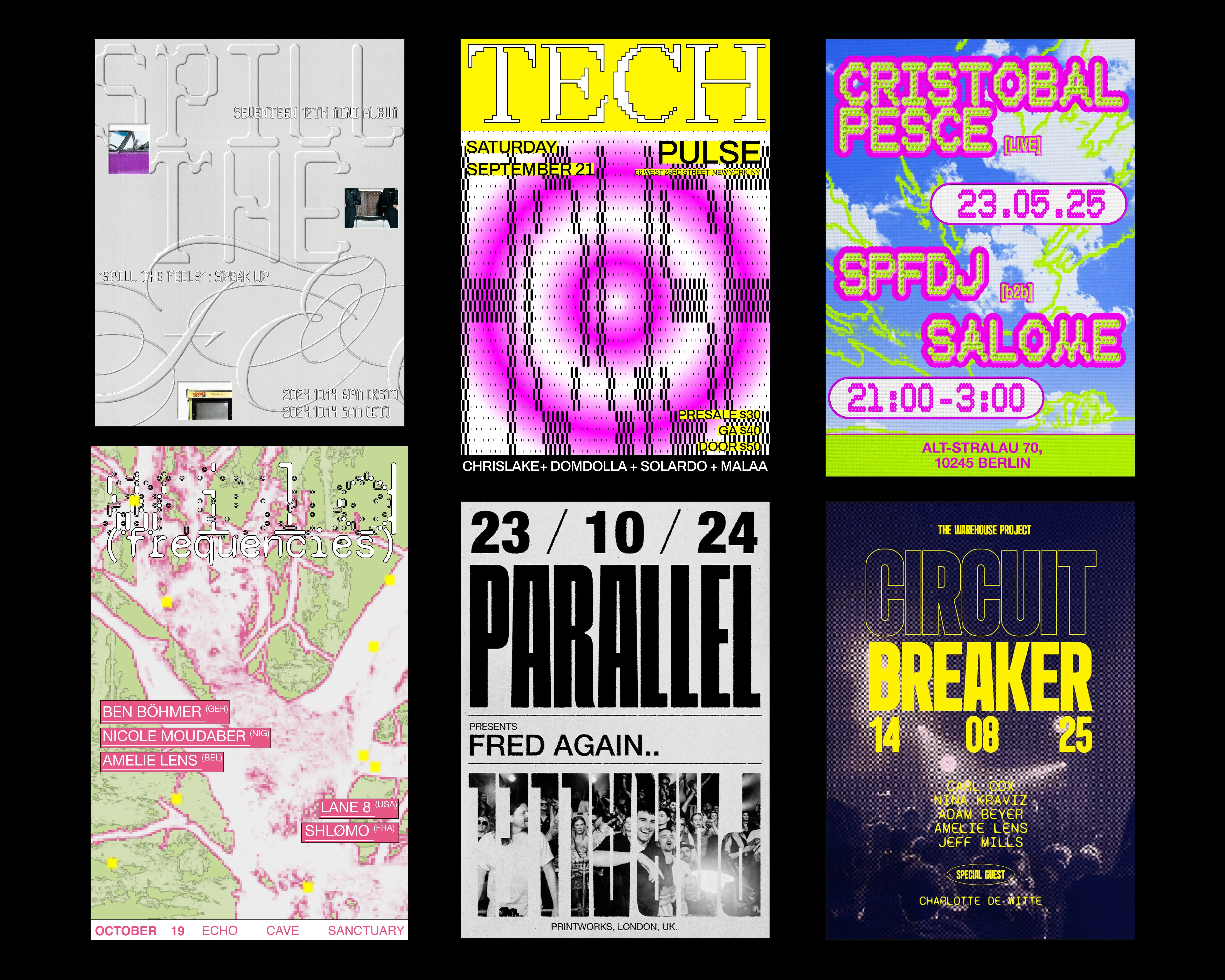 Personal projects - I love techno and house music! So I decided to design some event flyers for my own portfolio. 