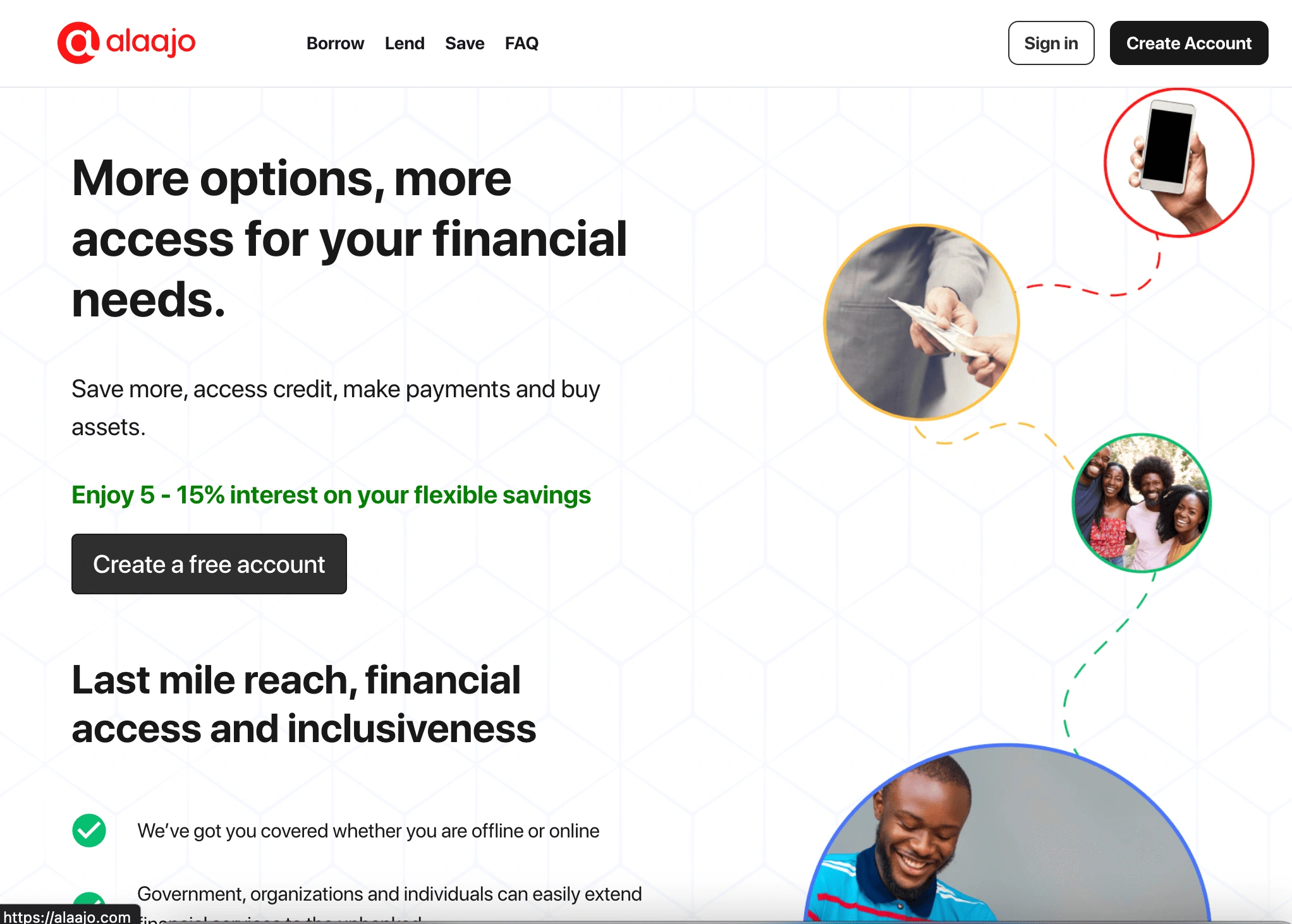 Alaajo landing page screenshot