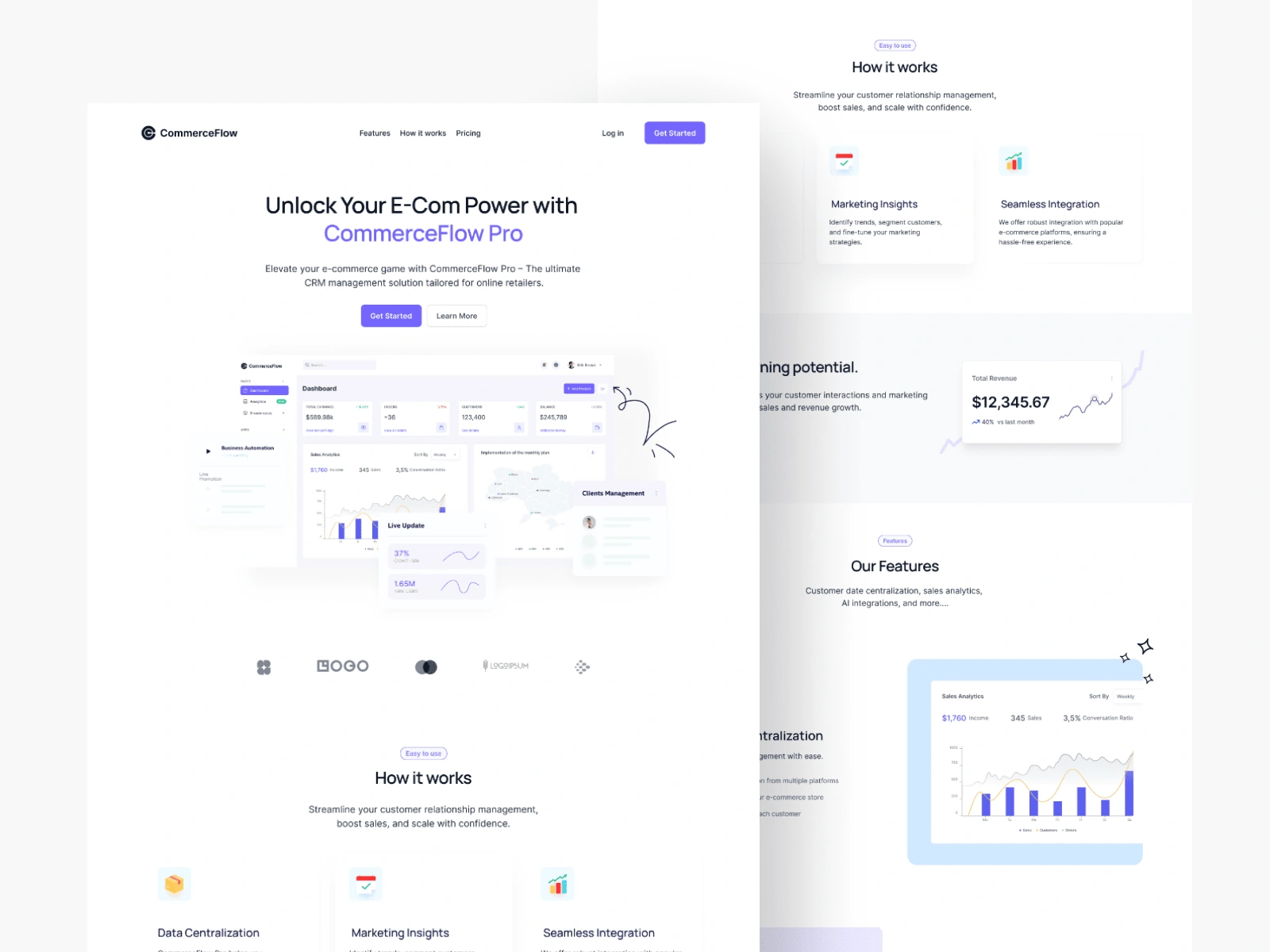 CommerceFlow landing page