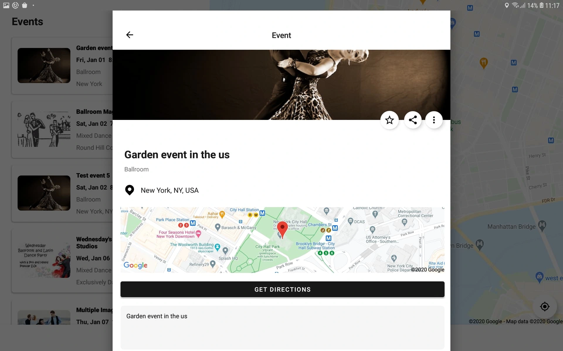 Event Details on a tablet